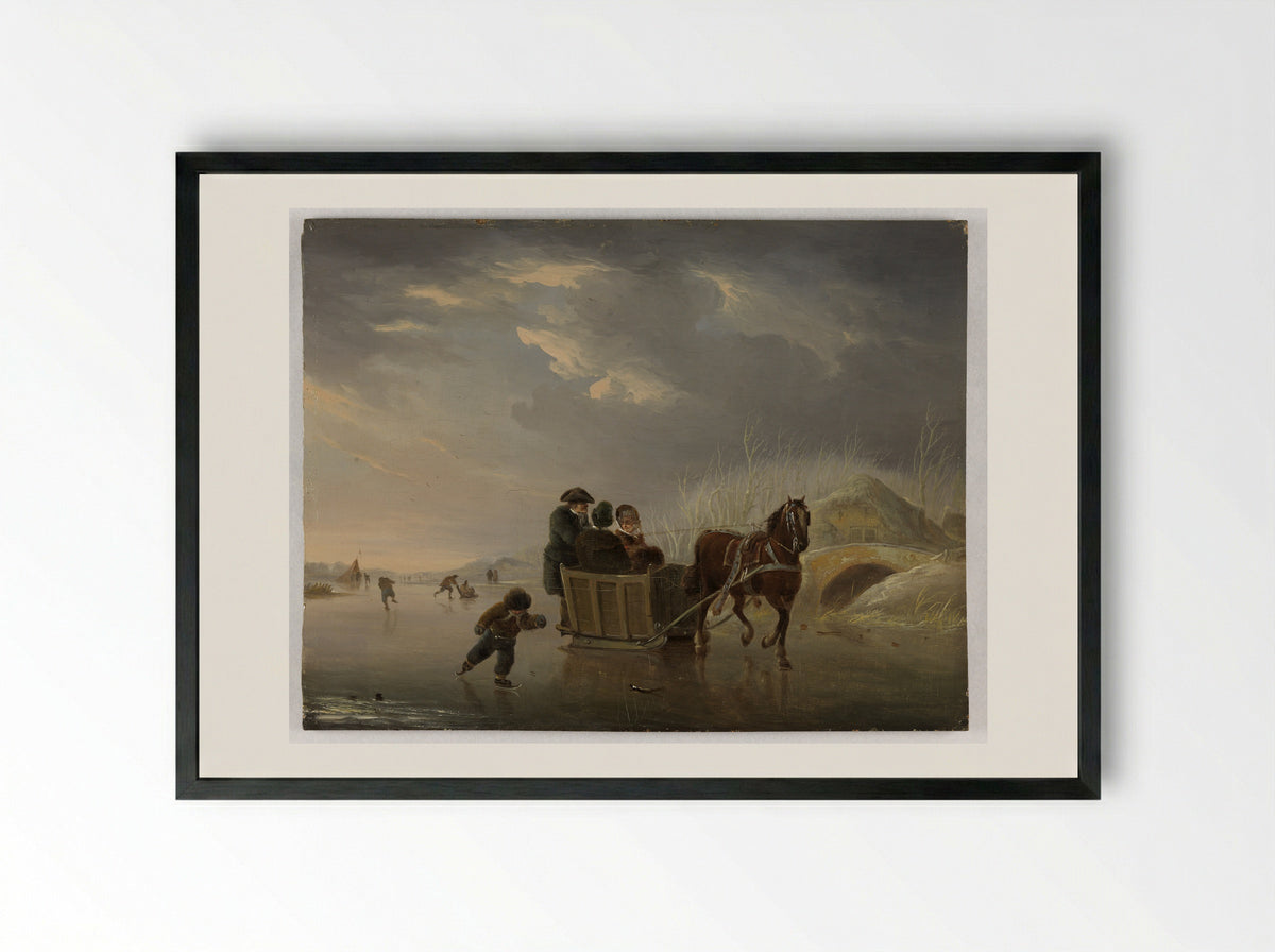 Sledevaart op het ijs - Andries Vermeulen - Framed Print Black
