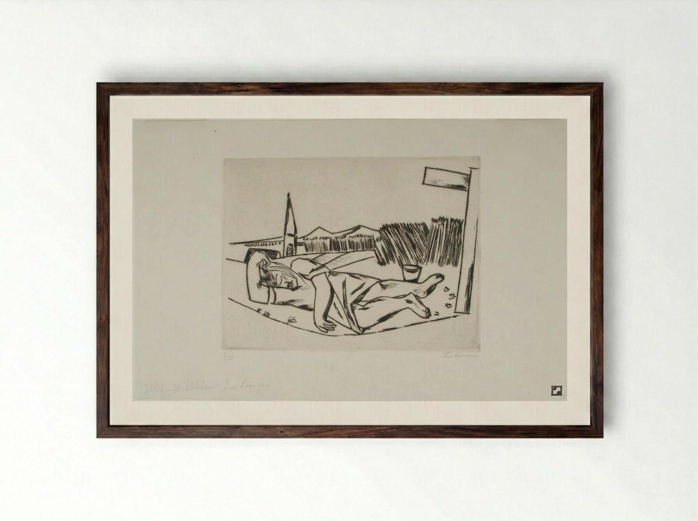 Sleeping Girl in Grain Field - Max Beckmann - Framed Print Dark Wood