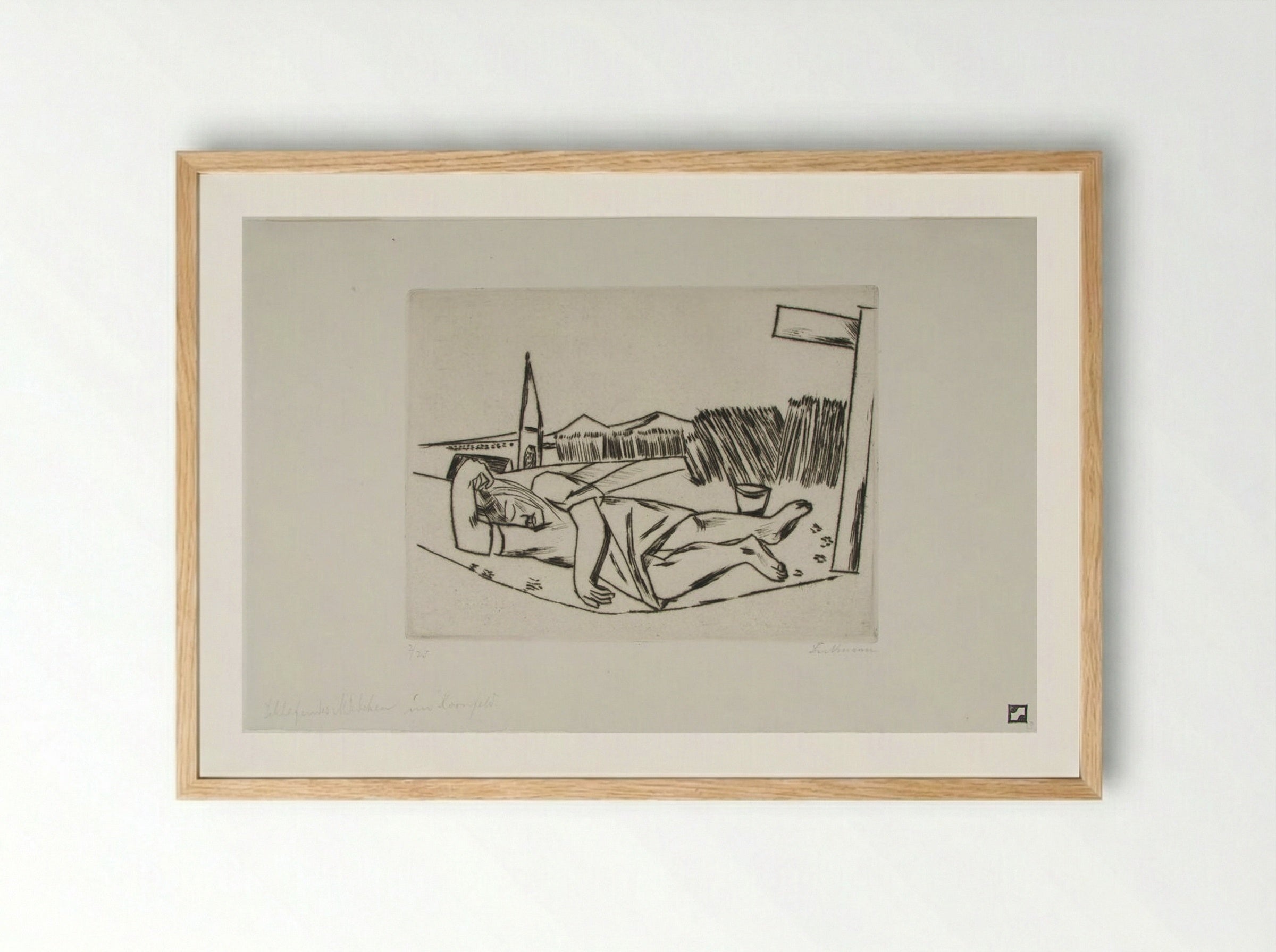 Sleeping Girl in Grain Field - Max Beckmann - Framed Print Wood