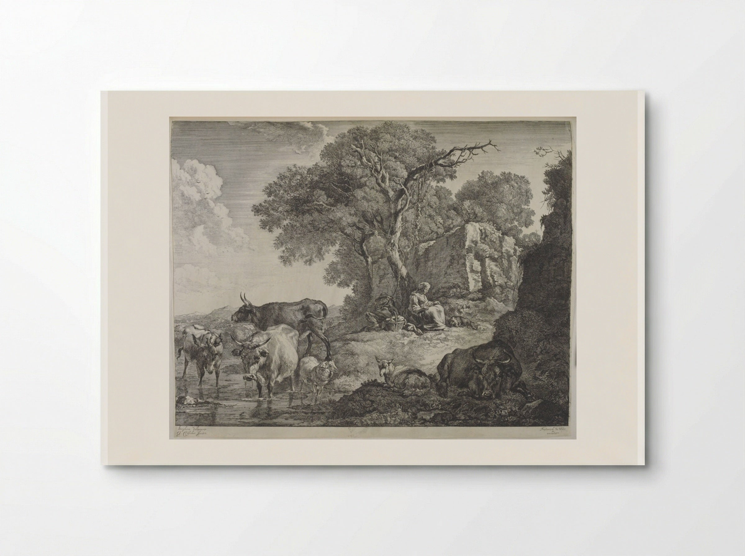 Sleeping Herdsman and Woman at the Foot of a Tree - Johannes Visscher - Poster