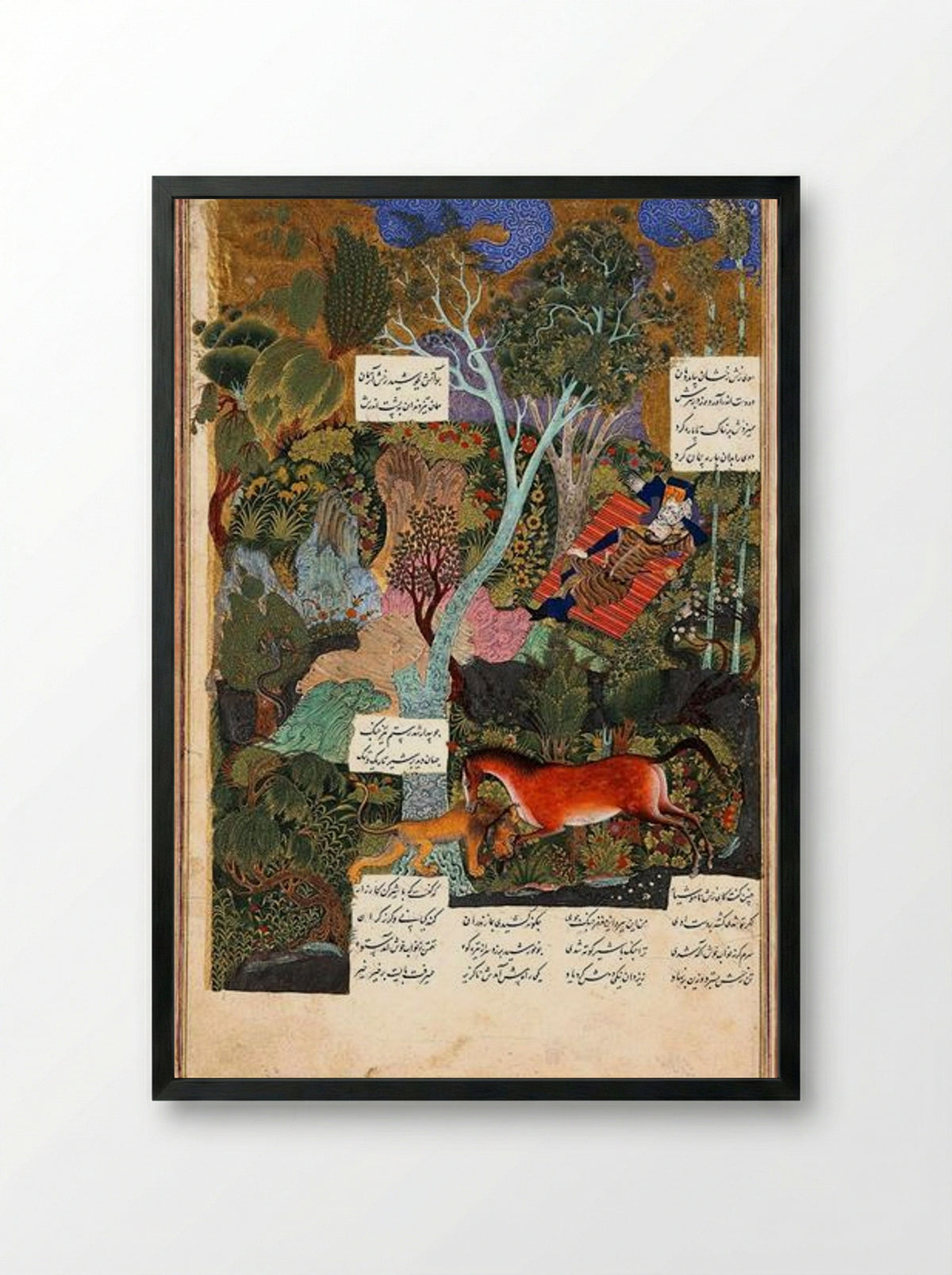 Sleeping Rustam - Sultan Muhammad - Framed Print Black
