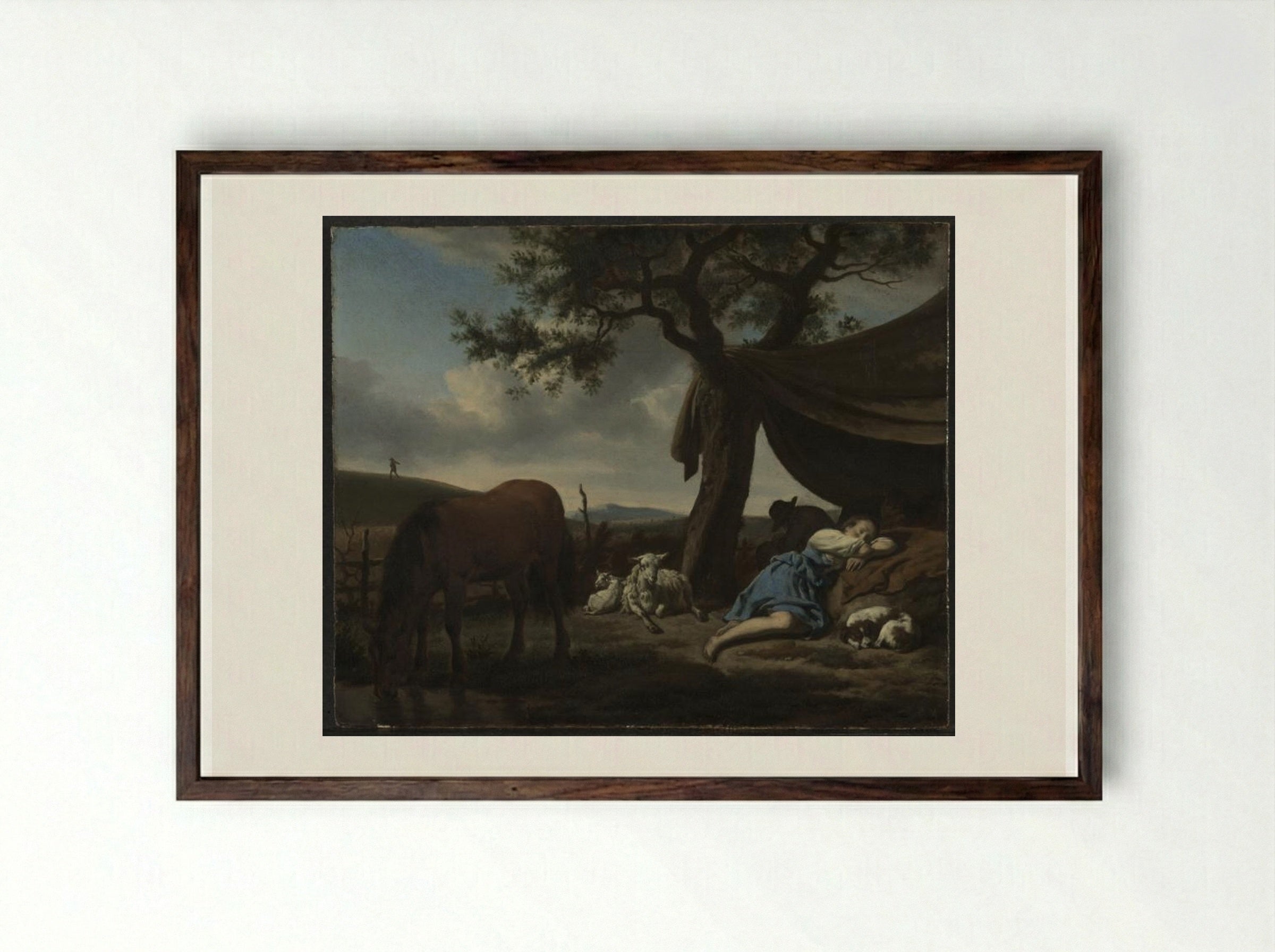 Sleeping Shepherds - Adriaen van de Velde - Framed Print Dark Wood
