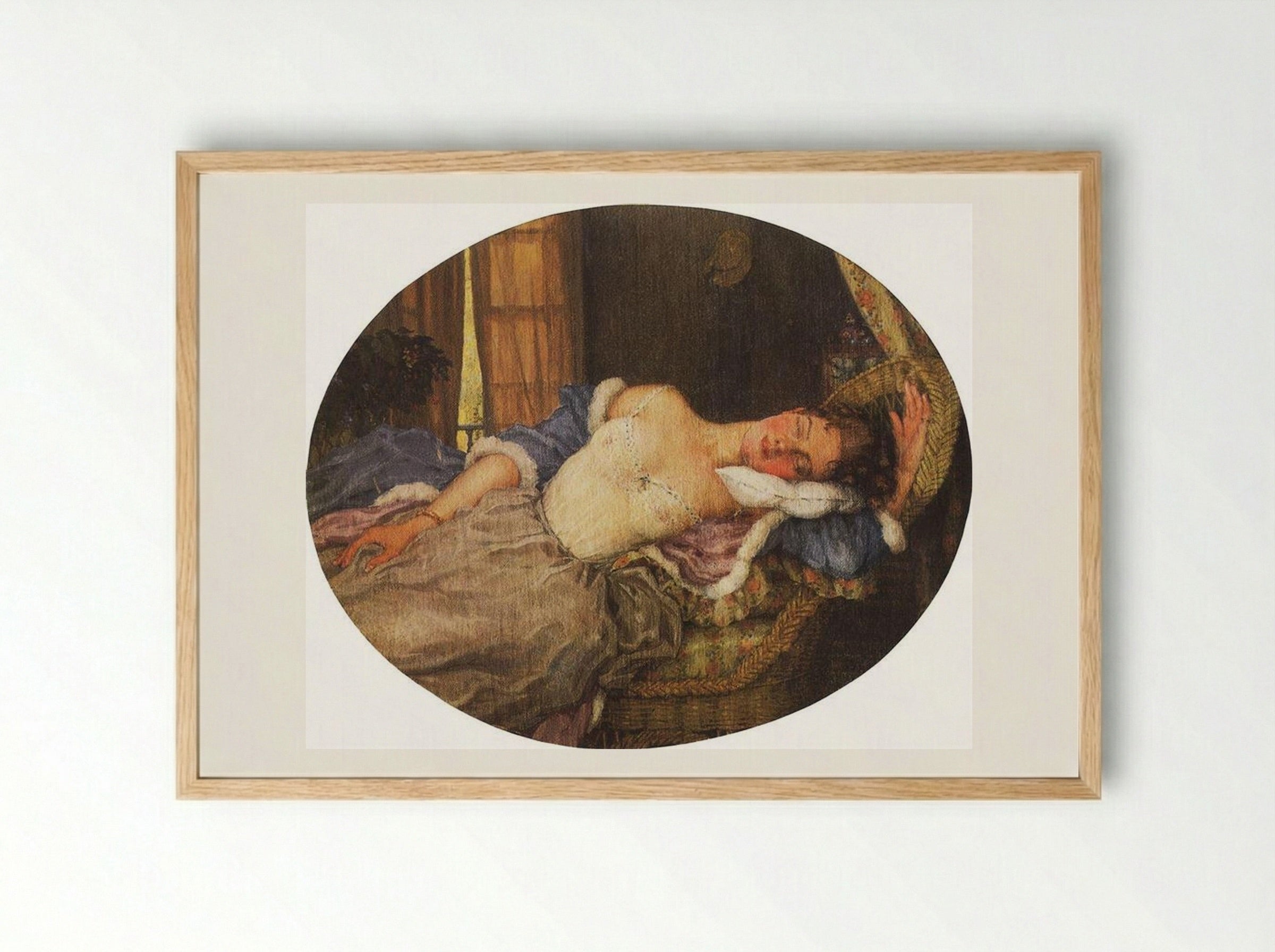 Sleeping Young Woman - Konstantin Somov - Framed Print Wood