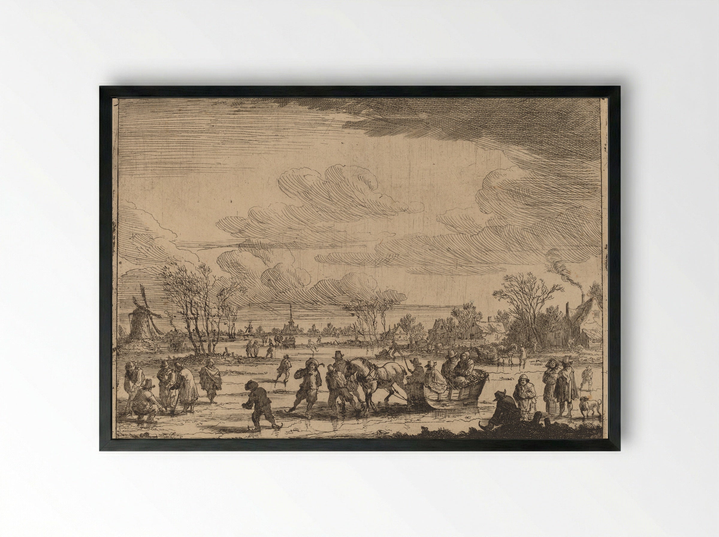 Sleigh on the Ice - Pieter Bout - Framed Print Black