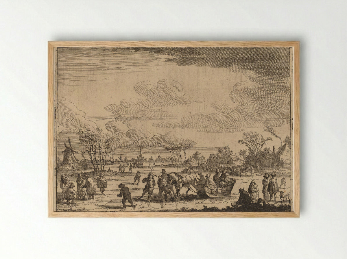 Sleigh on the Ice - Pieter Bout - Framed Print Wood
