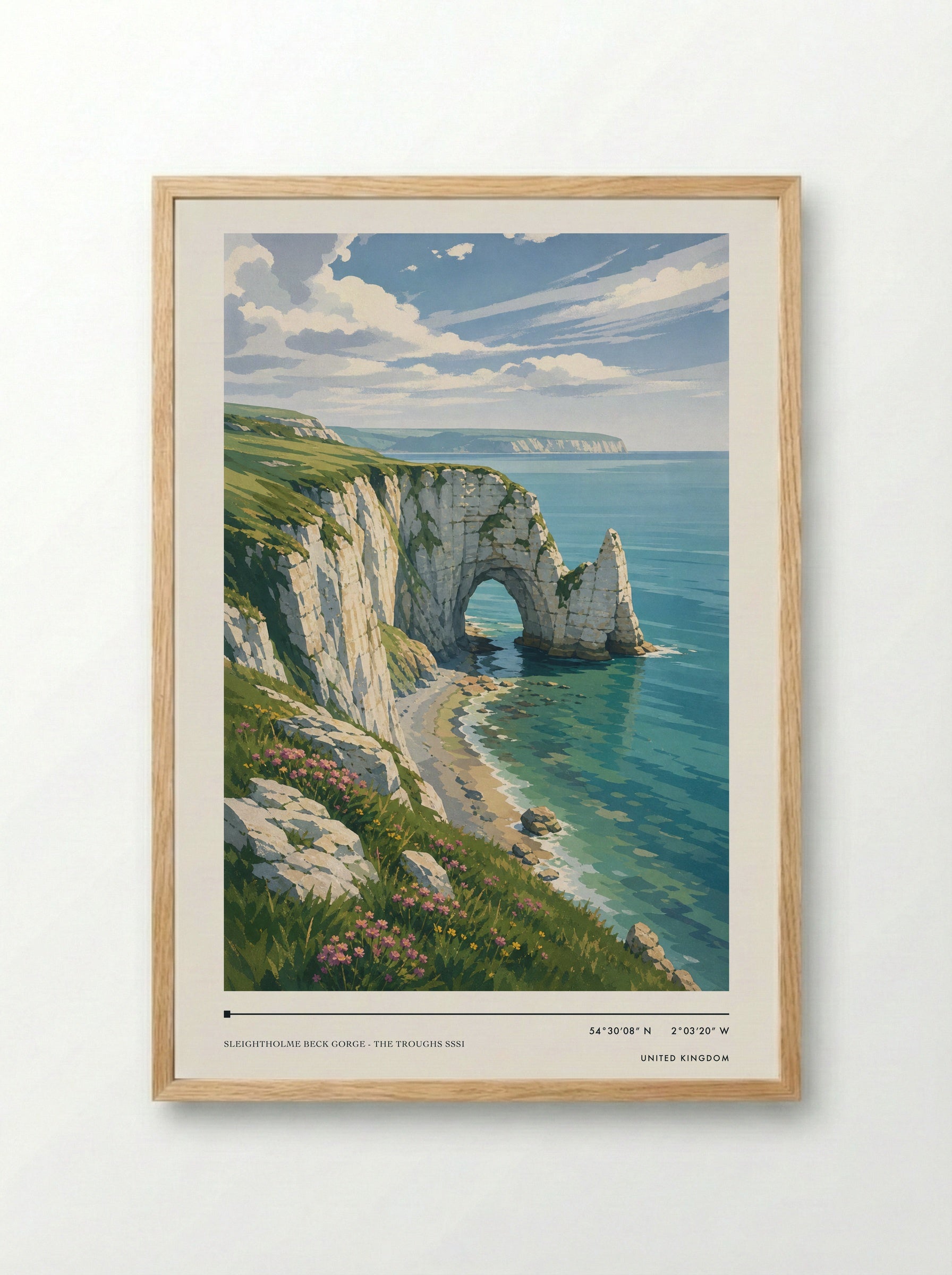 Sleightholme Beck Gorge - The Troughs SSSI United Kingdom Travel Poster - Framed Print Wood