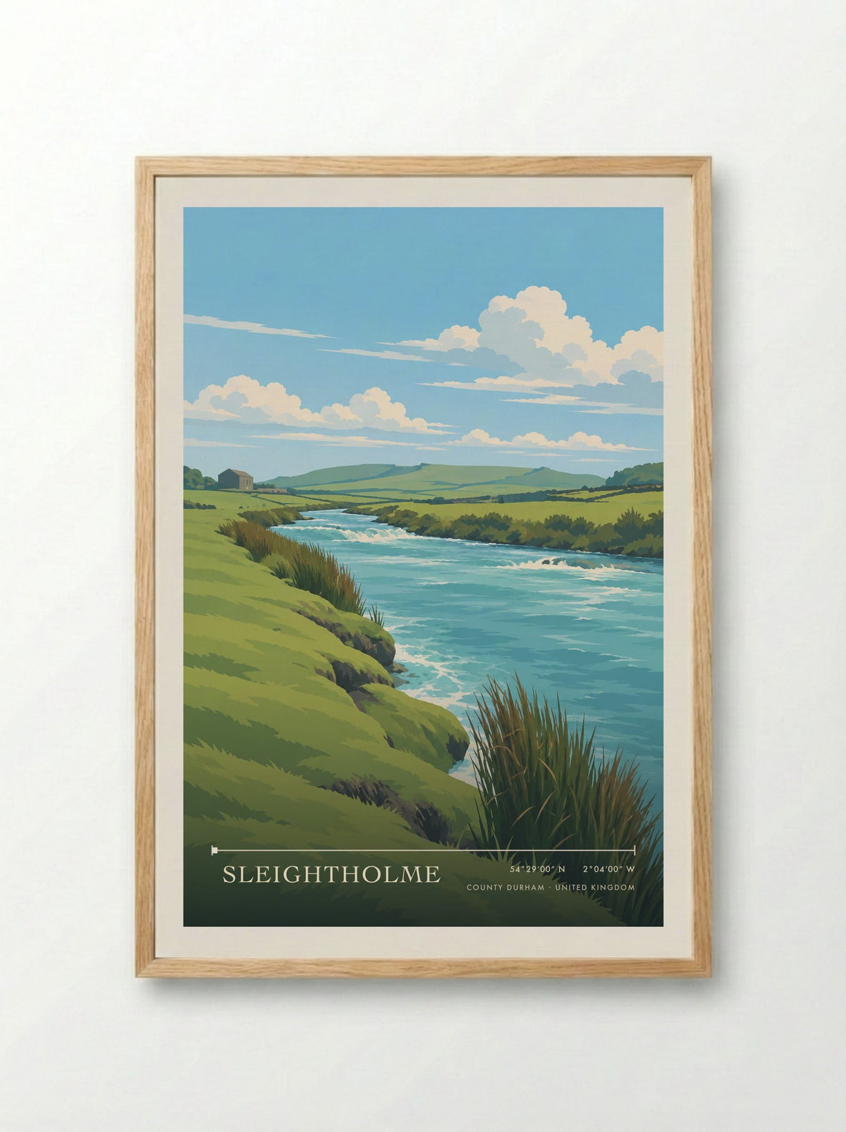 Sleightholme, County Durham | Travel Poster - Framed Print Wood