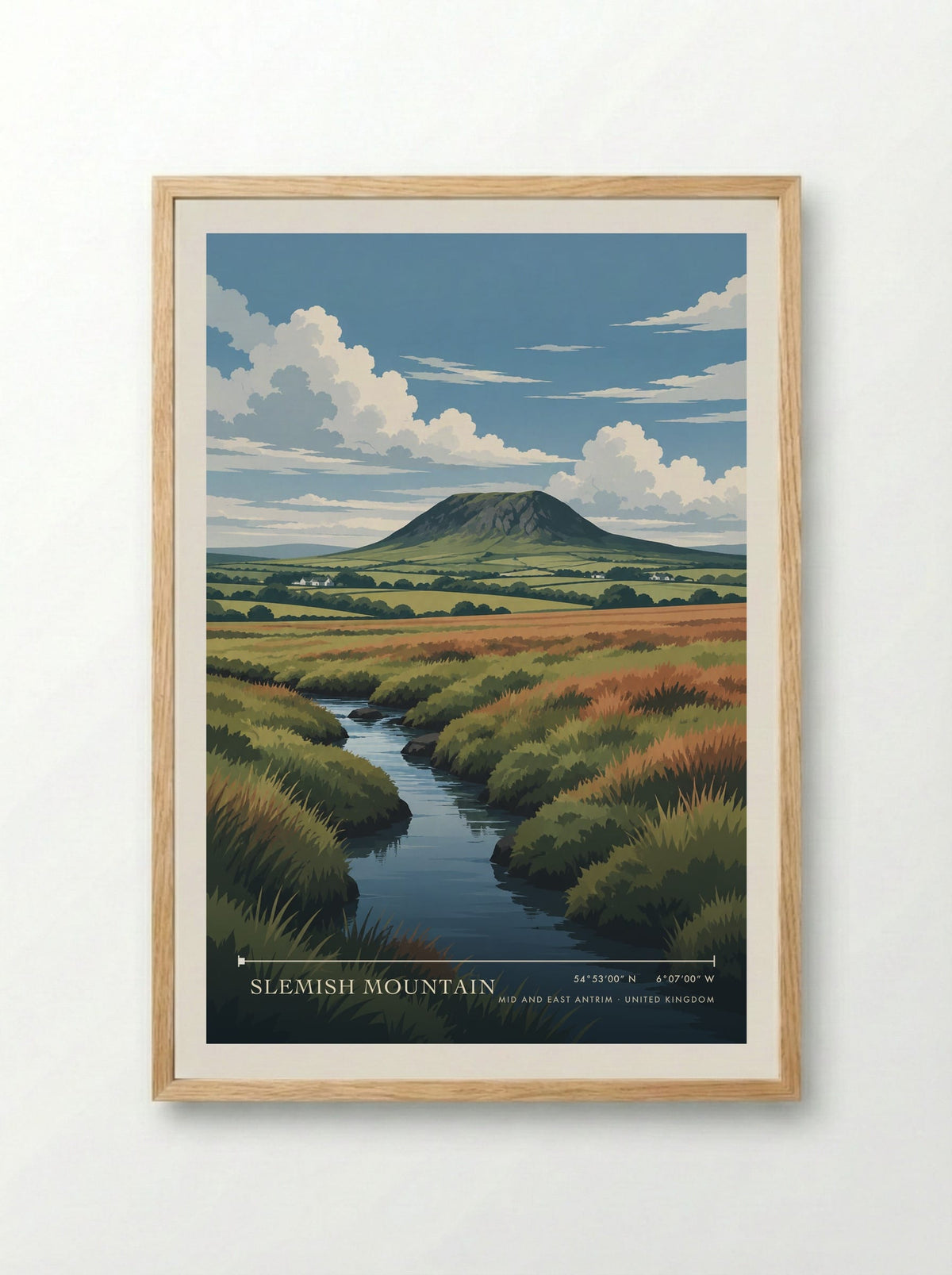 Slemish Mountain, Mid and East Antrim | Travel Poster - Framed Print Wood
