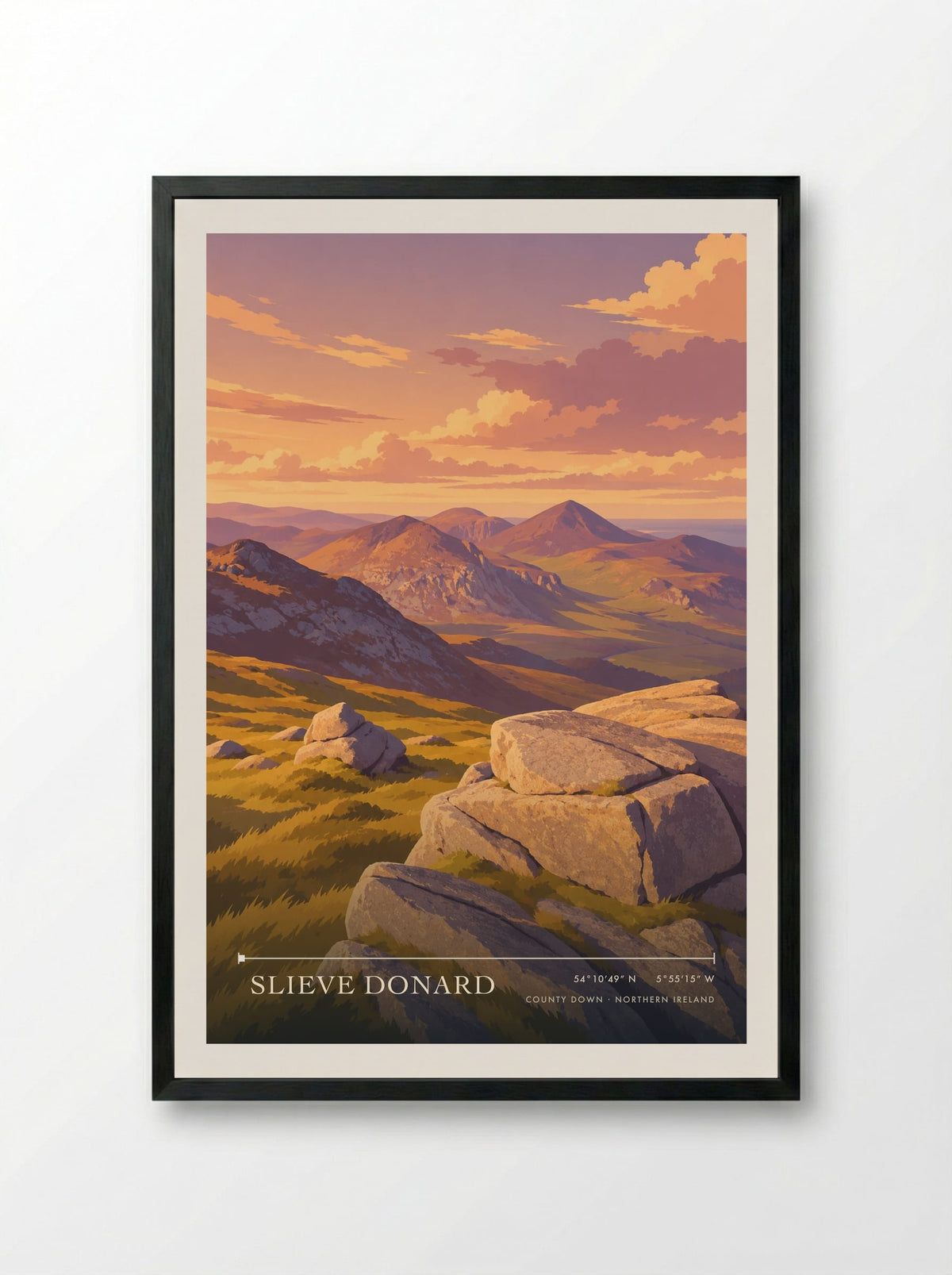Slieve Donard, County Down | Travel Poster - Framed Print Black