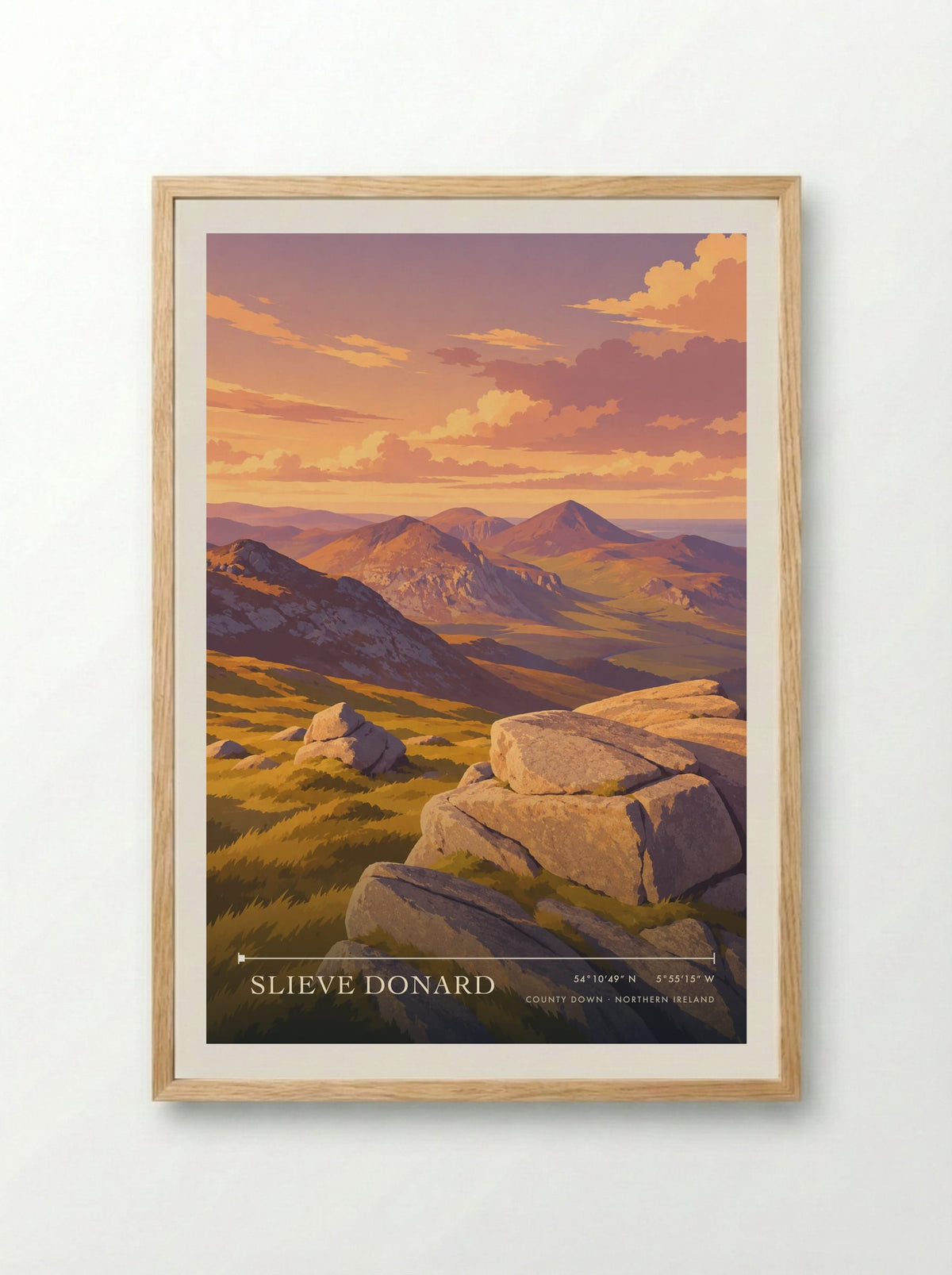 Slieve Donard, County Down | Travel Poster - Framed Print Wood