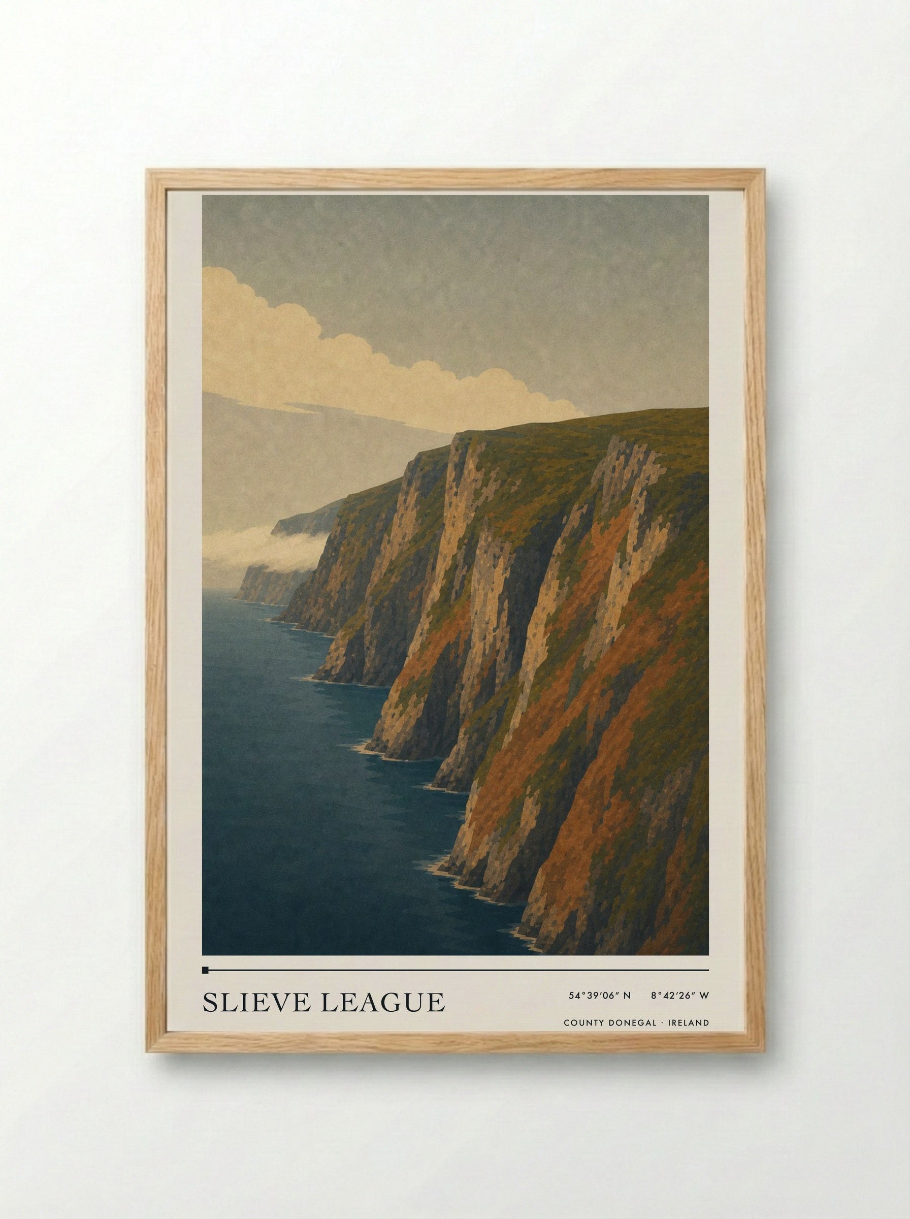 Slieve League Travel Poster Artwork - Framed Print Wood