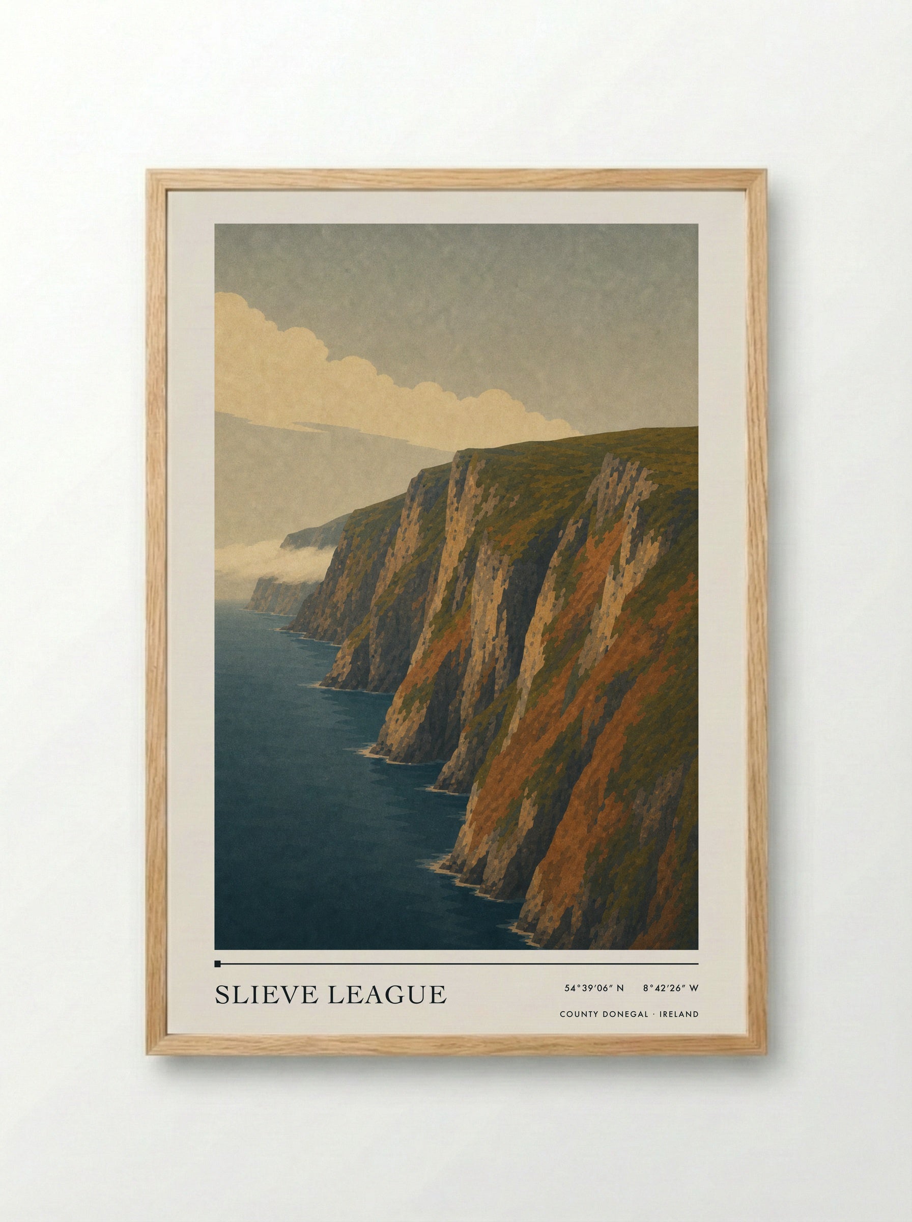 Slieve League Travel Poster Artwork - Framed Print Wood