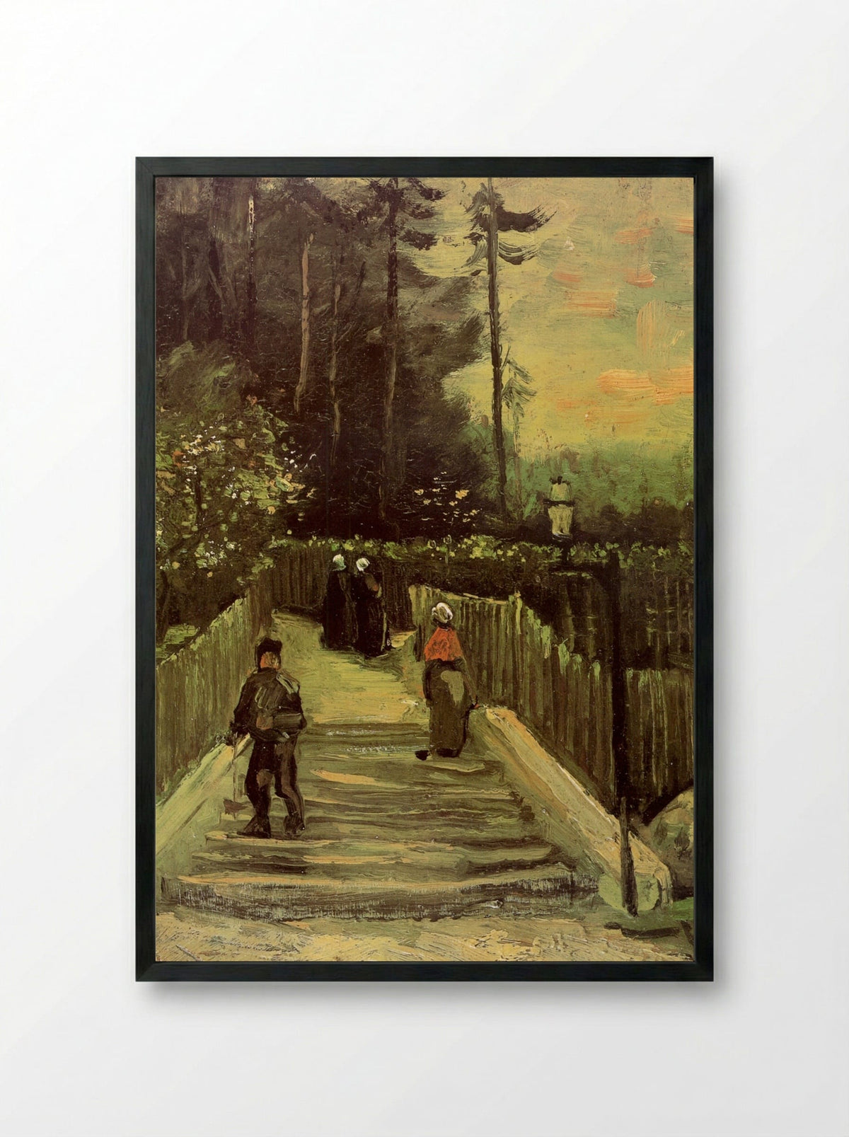 Sloping Path in Montmartre - Vincent van Gogh - Framed Print Black