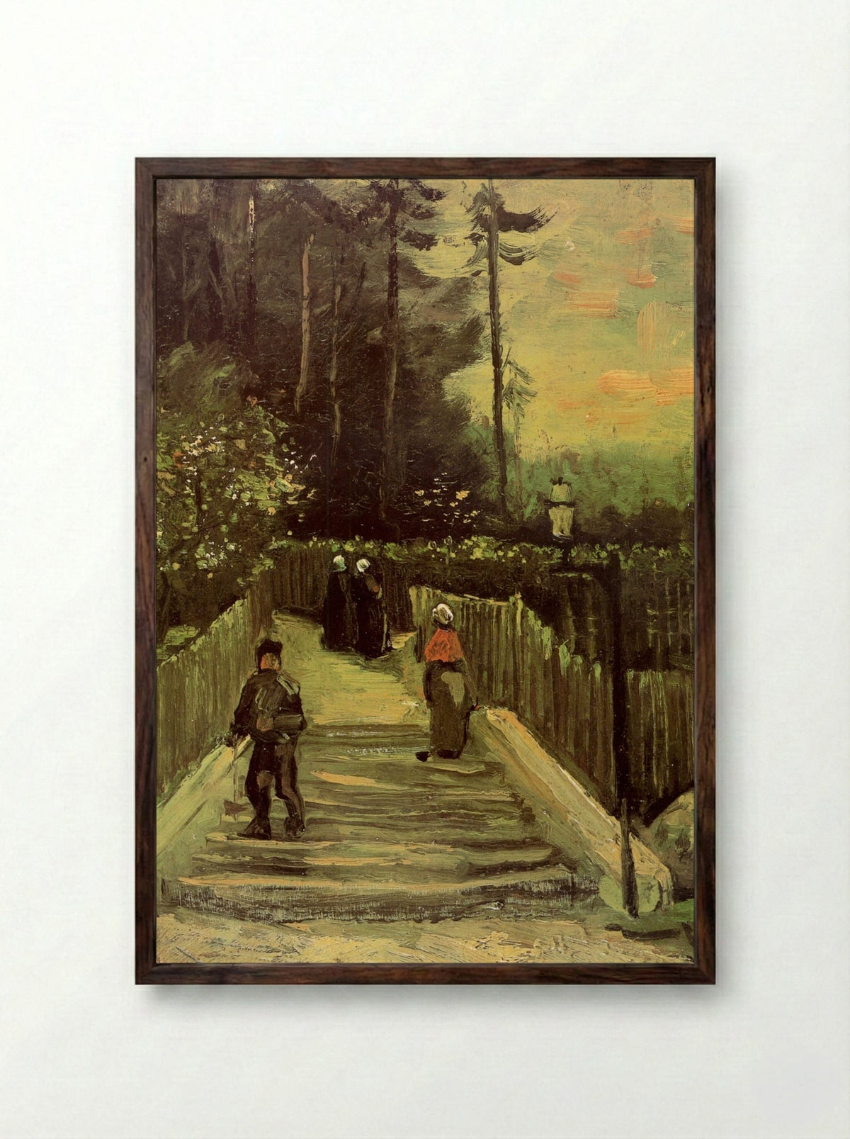 Sloping Path in Montmartre - Vincent van Gogh - Framed Print Dark Wood