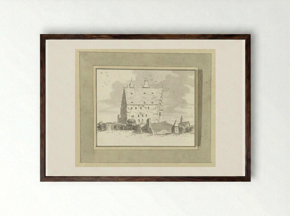 Slot te Kronenburg bij Frankfurt am Main - Ernst Willem Jan Bagelaar - Framed Print Dark Wood
