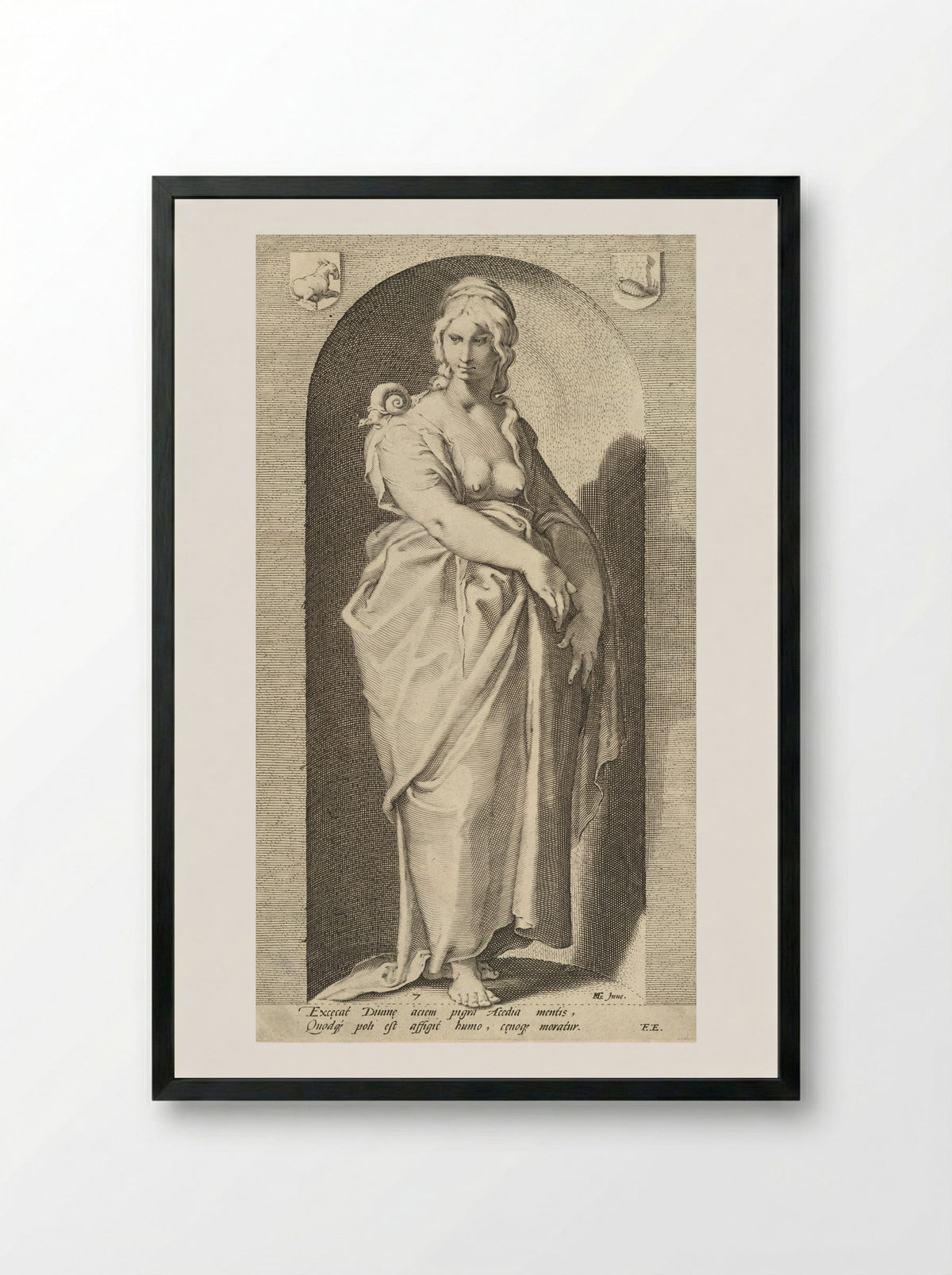 Sloth (Acedia) - Jacob Matham - Framed Print Black
