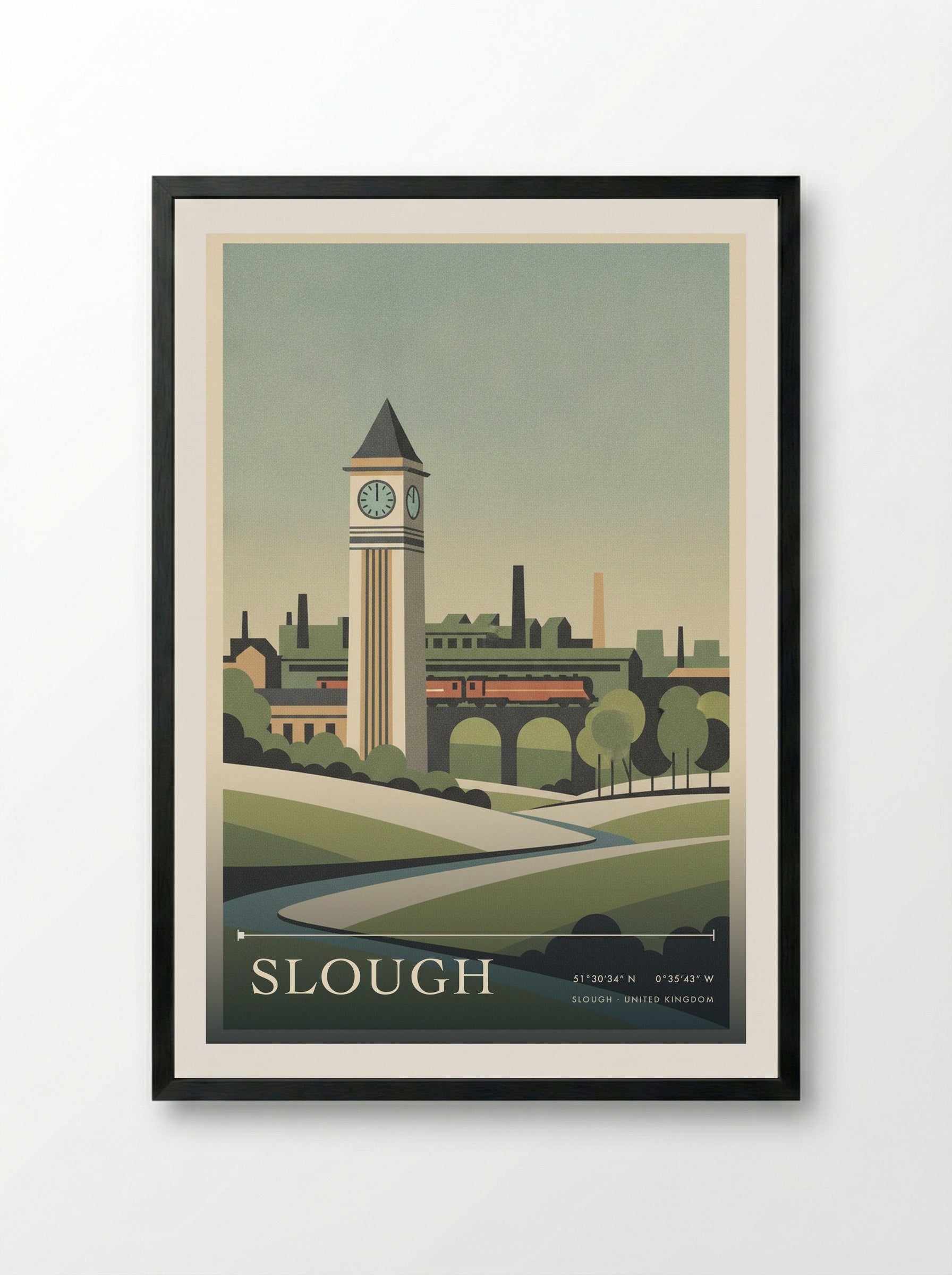 Slough United Kingdom Travel Poster - Framed Print Black