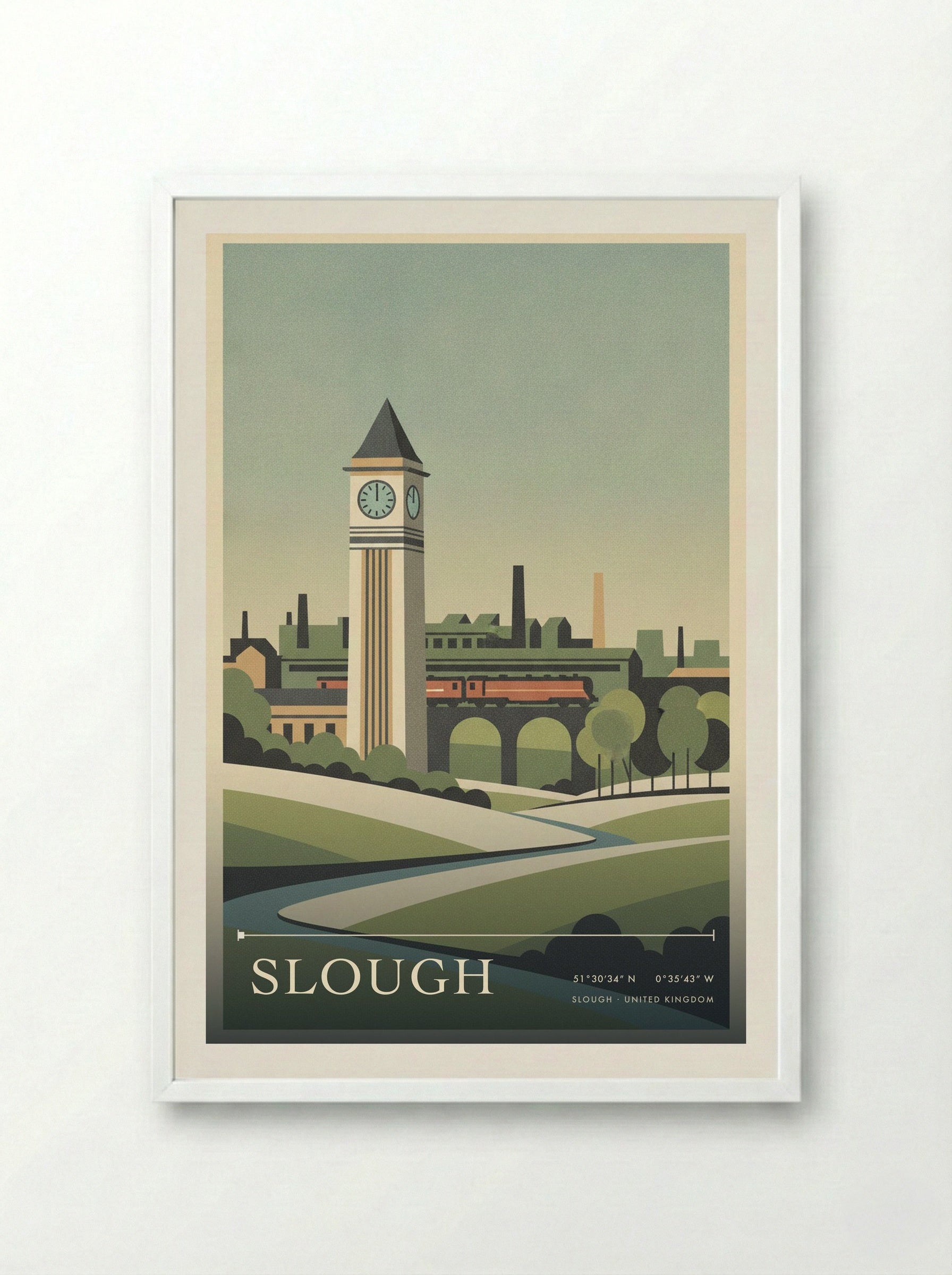 Slough United Kingdom Travel Poster - Framed Print White