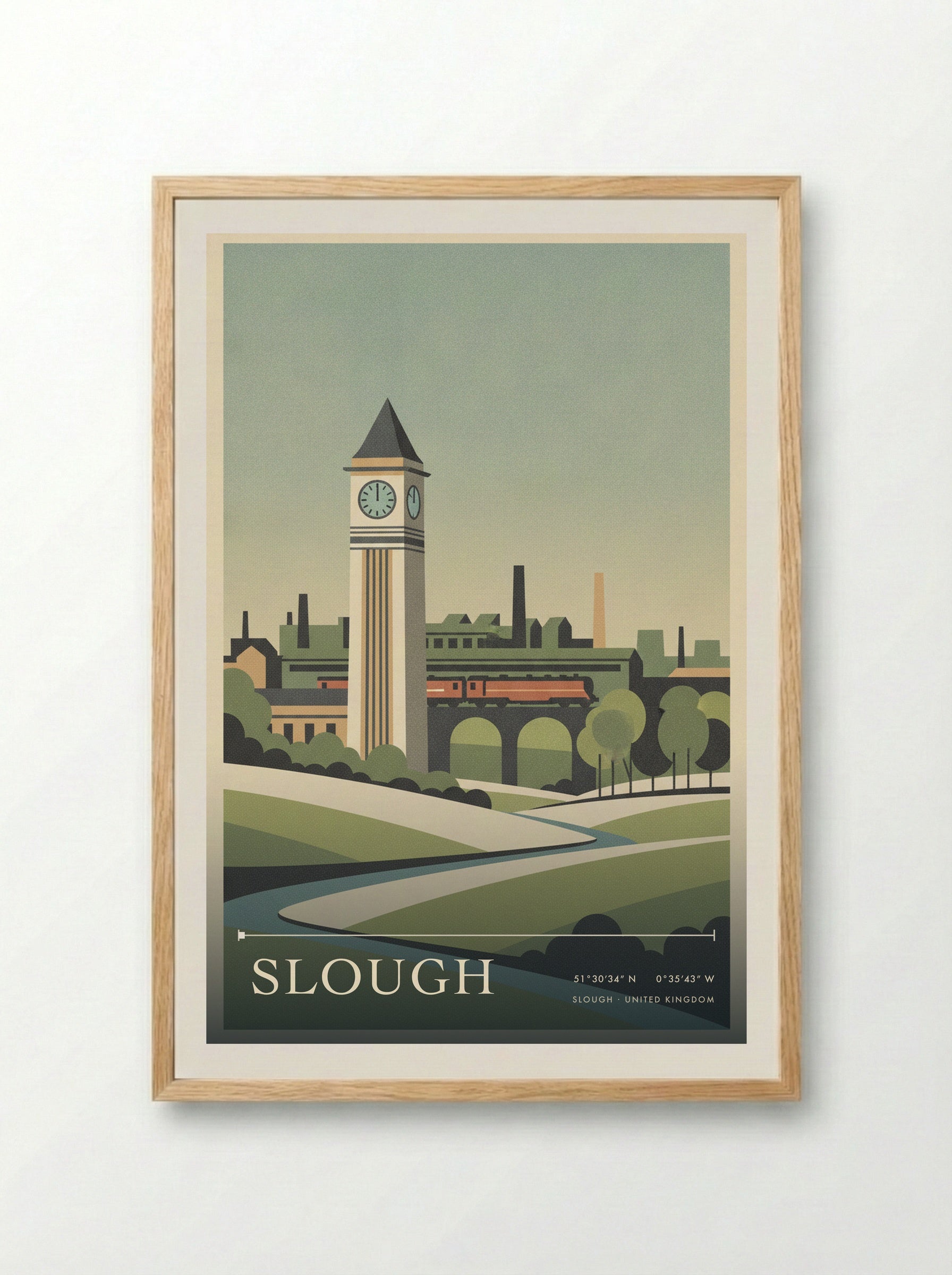 Slough United Kingdom Travel Poster - Framed Print Wood