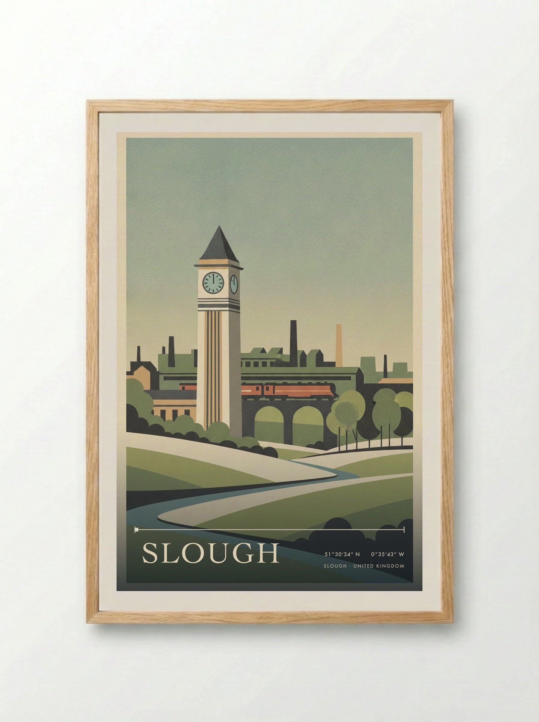Slough United Kingdom Travel Poster - Framed Print Wood