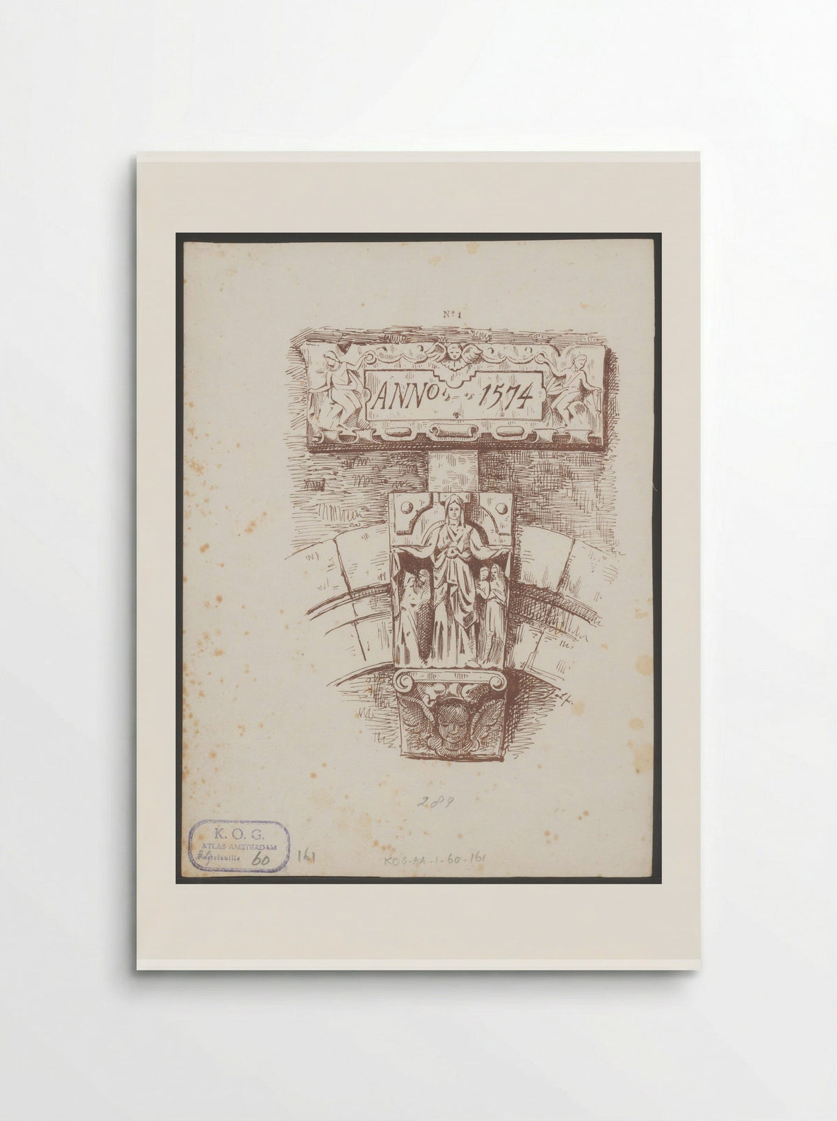 Sluitsteen met heilige Ursula in het Begijnhof in Amsterdam - Jac van Looij - Poster