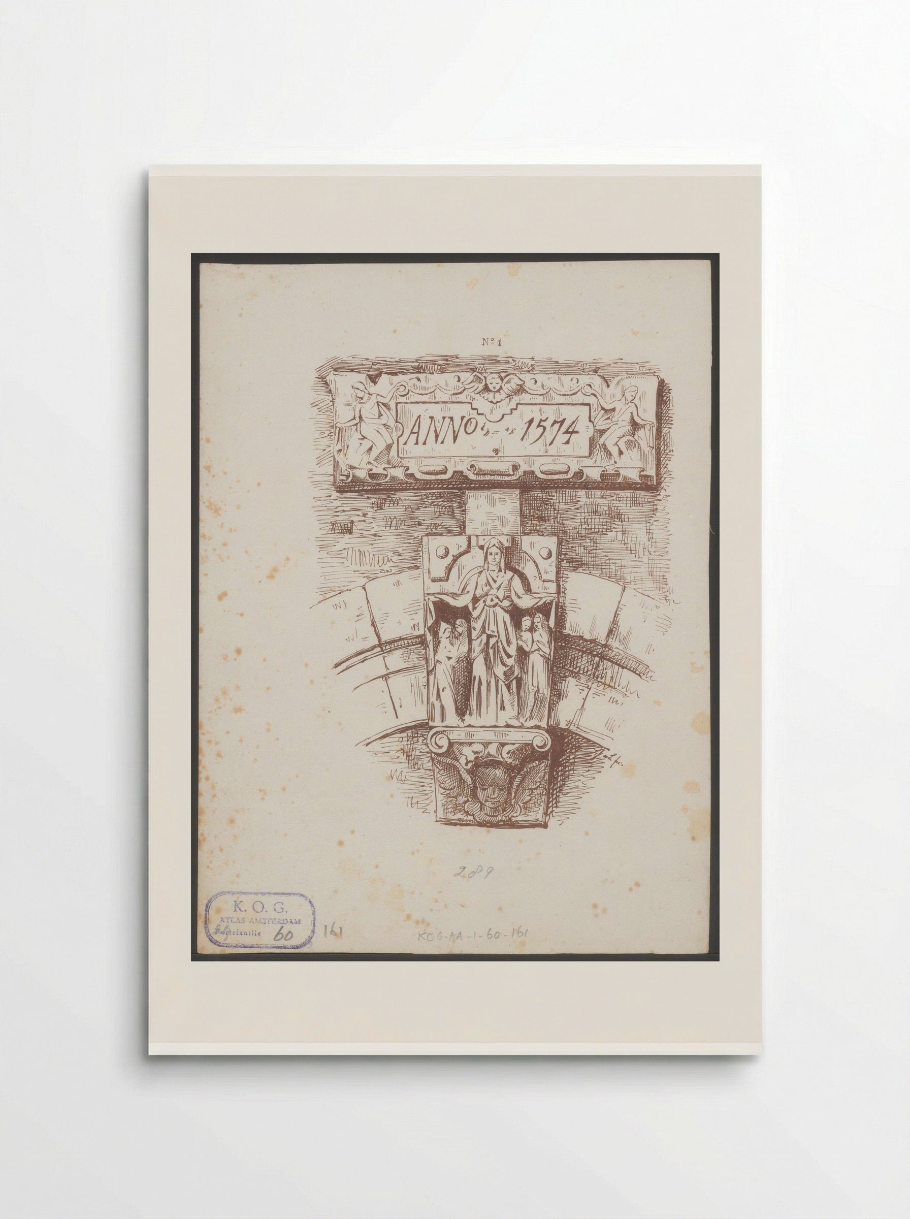 Sluitsteen met heilige Ursula in het Begijnhof in Amsterdam - Jac van Looij - Poster