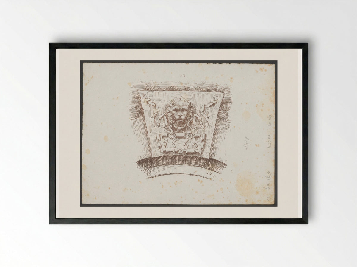 Sluitsteen met het jaartal 1560 - Jac van Looij - Framed Print Black