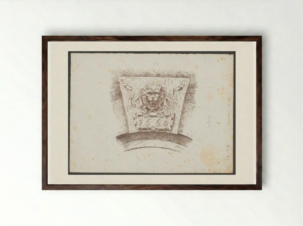 Sluitsteen met het jaartal 1560 - Jac van Looij - Framed Print Dark Wood