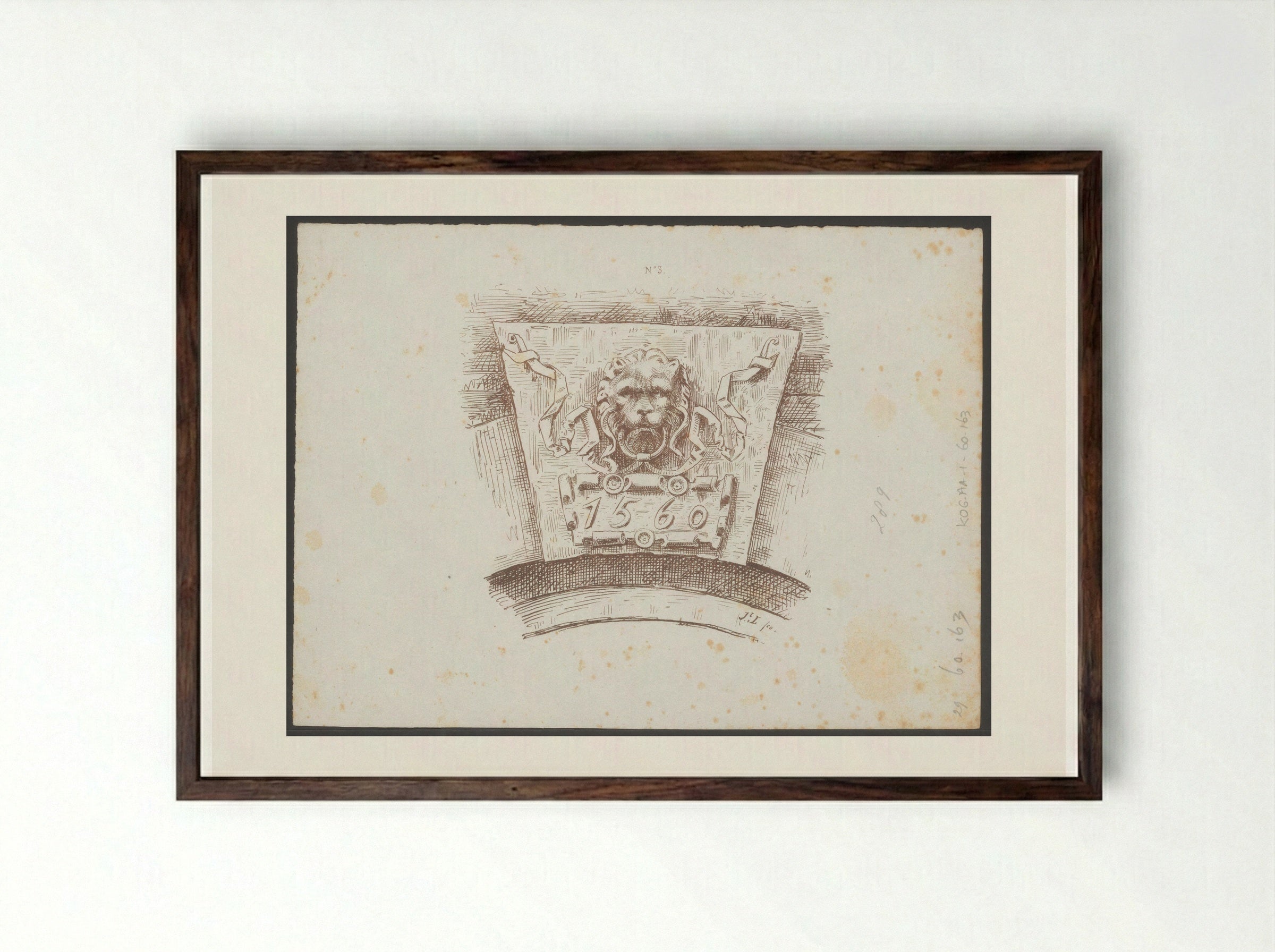 Sluitsteen met het jaartal 1560 - Jac van Looij - Framed Print Dark Wood