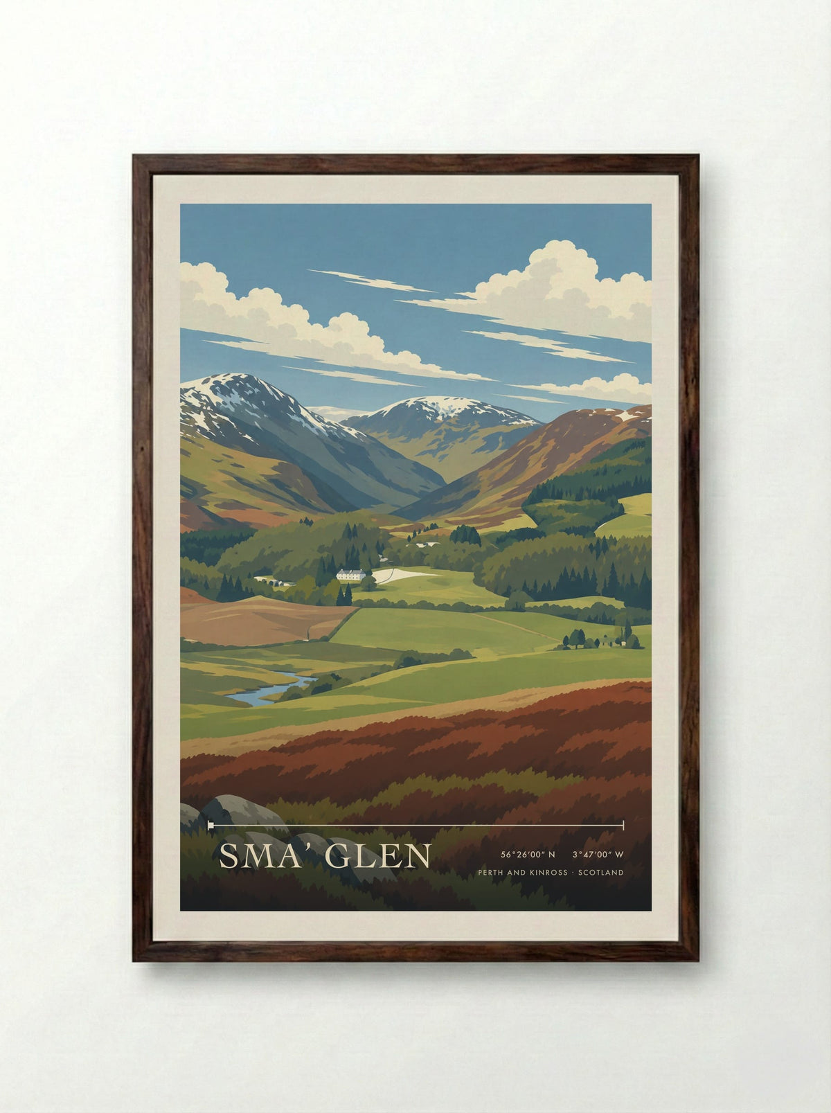 Sma’ Glen, Perth and Kinross | Travel Poster - Framed Print Dark Wood