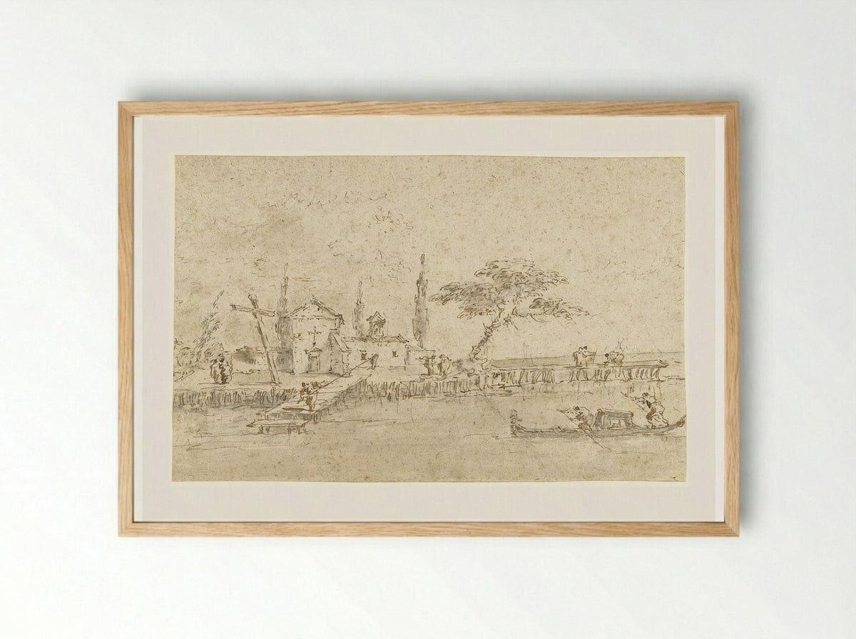 Small Chapel of a Monastery on one of the Islands near Venice - Francesco Guardi - Framed Print Wood