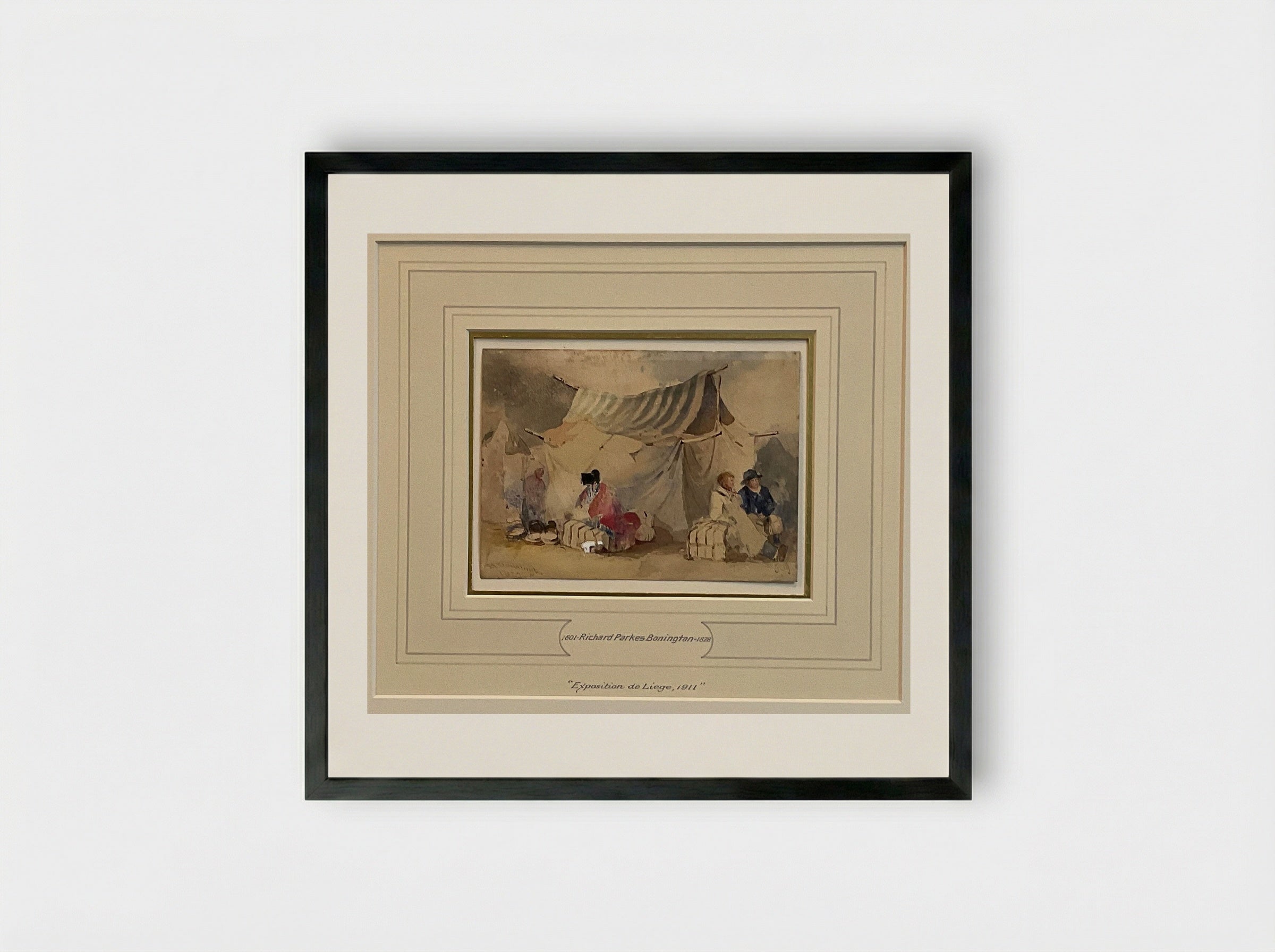 Small Figures and Tent - Richard Parkes Bonington - Framed Print Black