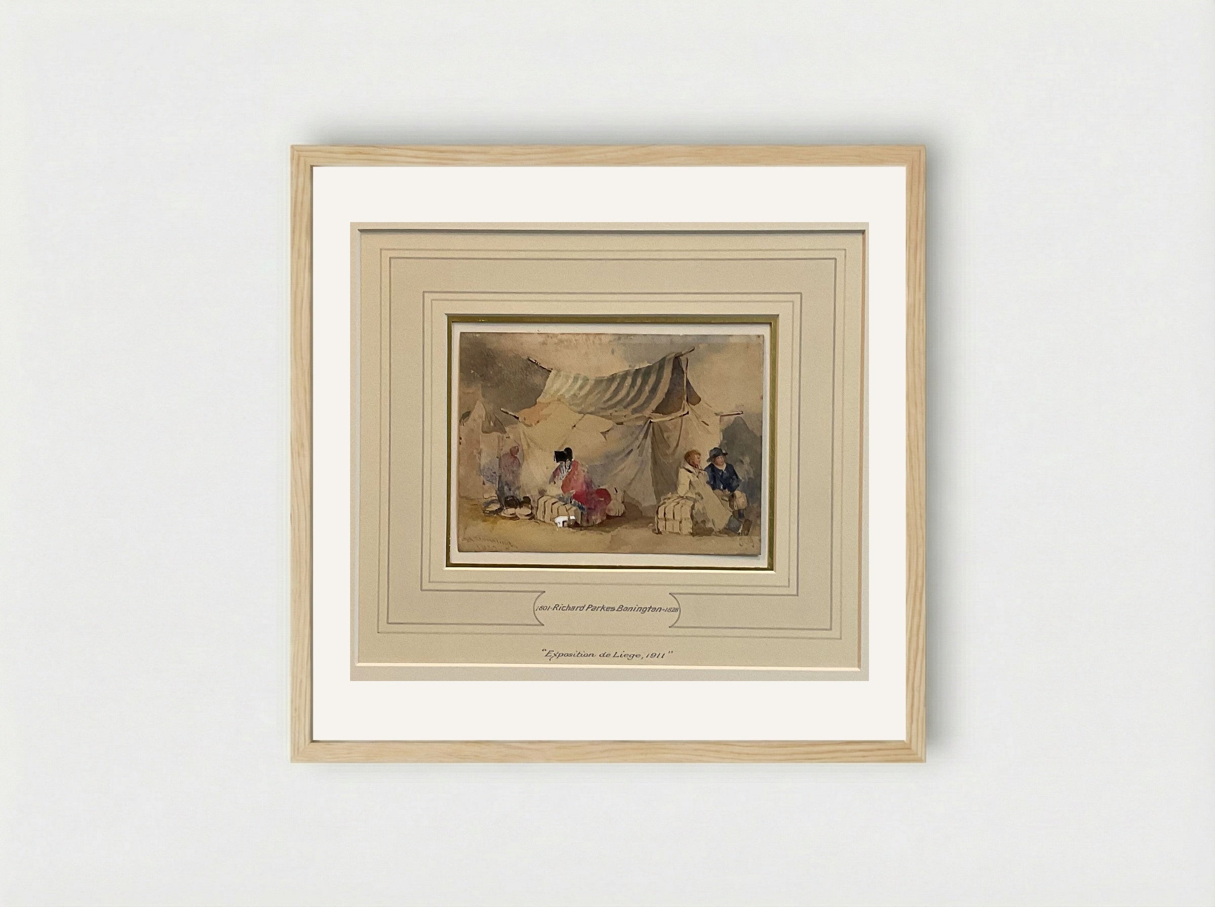 Small Figures and Tent - Richard Parkes Bonington - Framed Print Wood