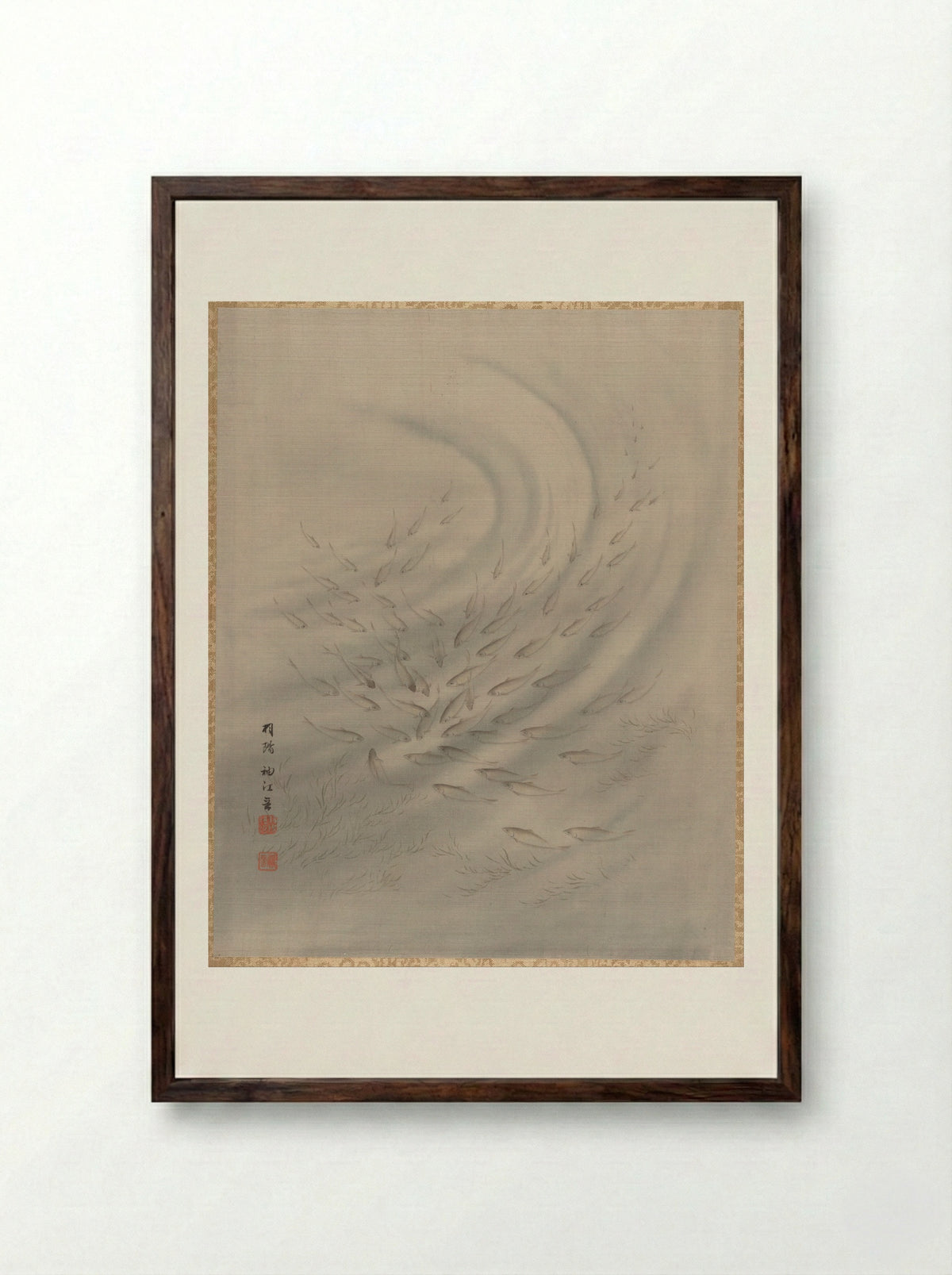 Small Fishes - Seki Shūkō - Framed Print Dark Wood