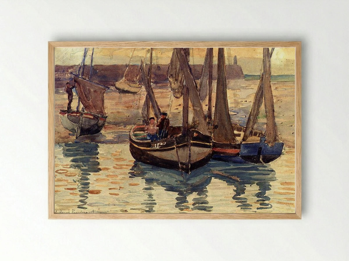 Small Fishing Boats, Treport, France - Maurice Prendergast - Framed Print Wood