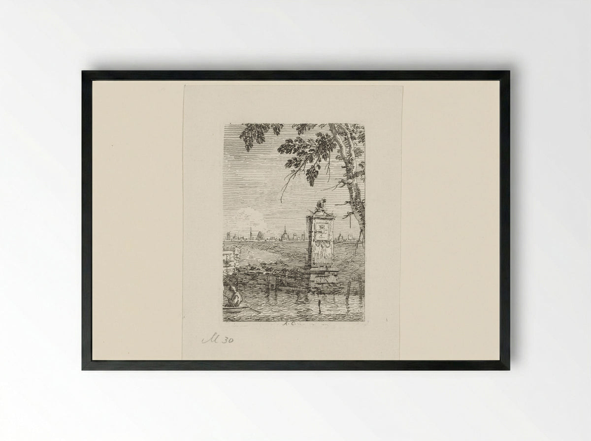 Small Monument in a Landscape - Joseph Smith - Framed Print Black