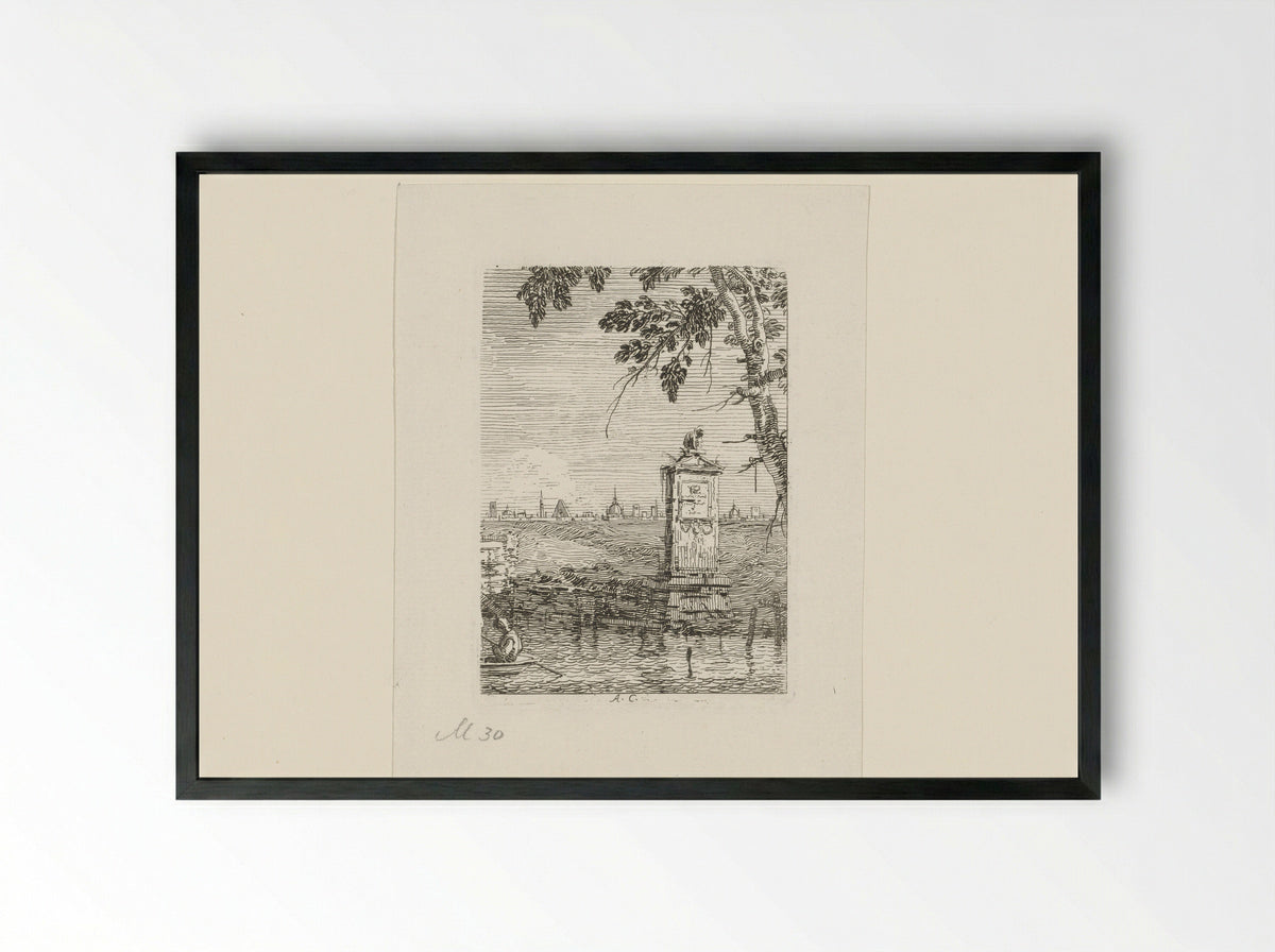 Small Monument in a Landscape - Joseph Smith - Framed Print Black