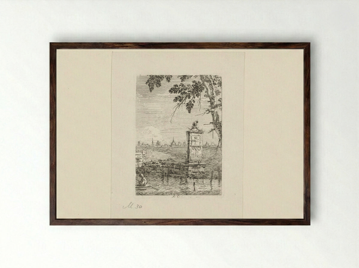 Small Monument in a Landscape - Joseph Smith - Framed Print Dark Wood