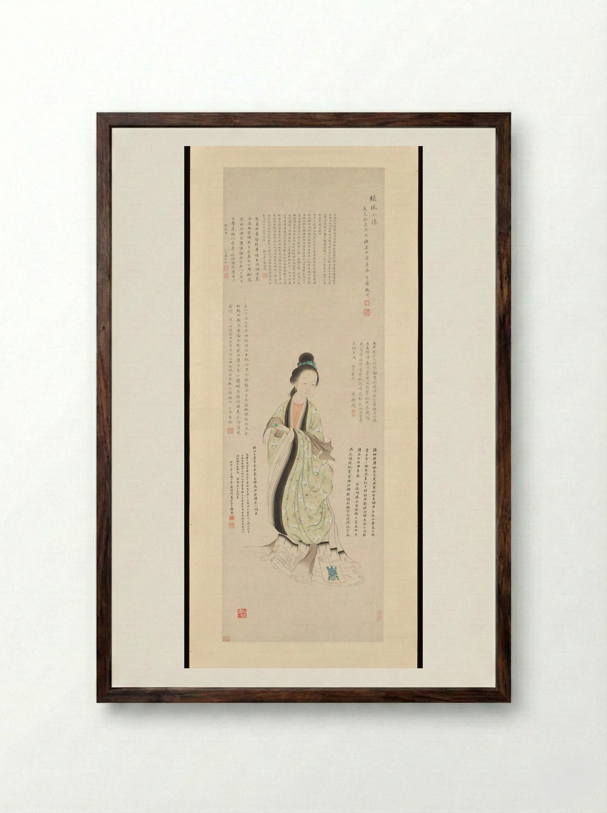 Small Portrait of Luzhu - Gai Qi - Framed Print Dark Wood