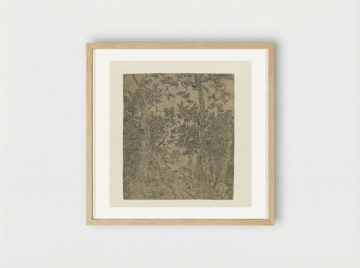 Small Wooded Landscape with a Road and a House - Hercules Segers - Framed Print Wood