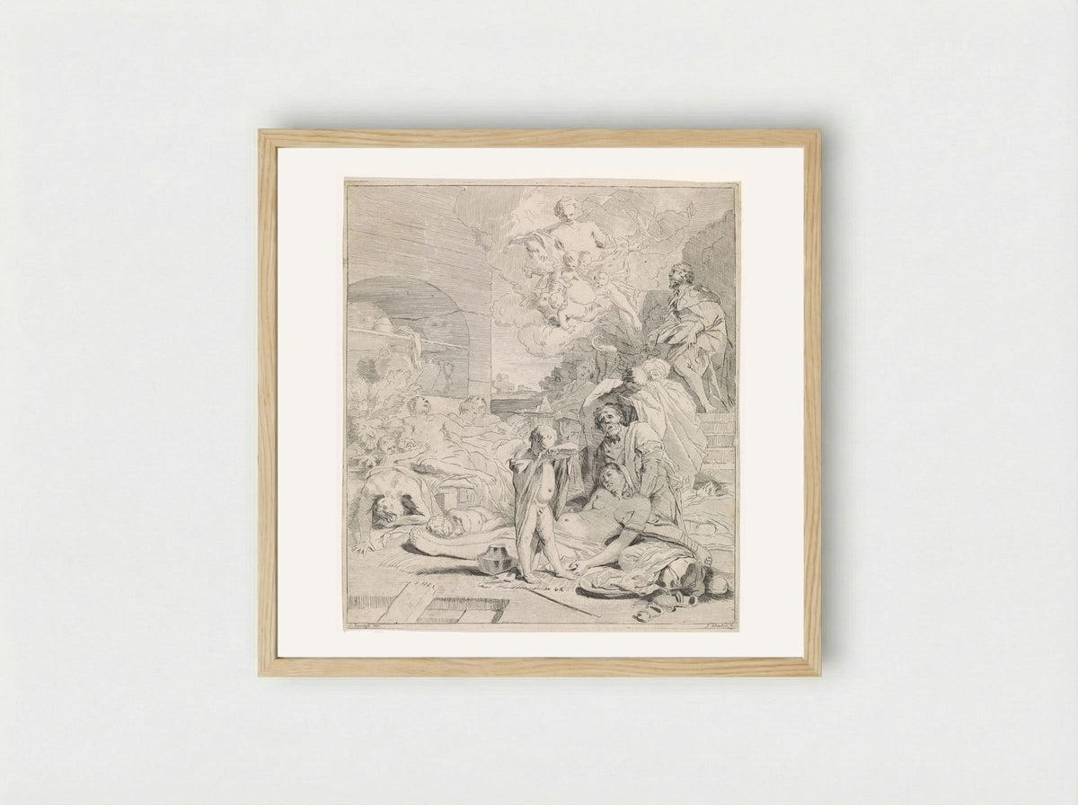 Smeekbede van de heilige Rochus - Leonard Schenk - Framed Print Wood