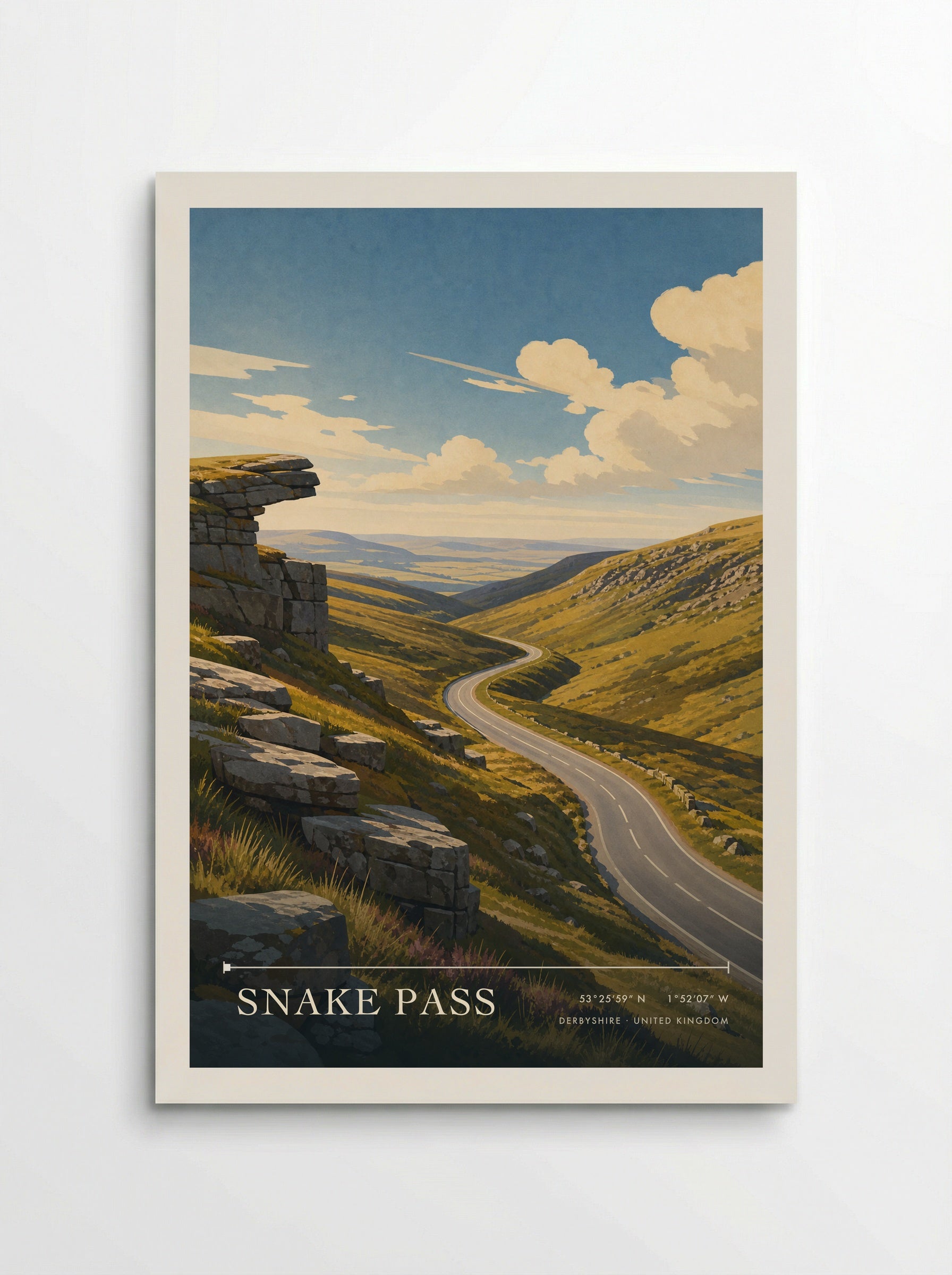 Snake Pass Derbyshire United Kingdom Travel Poster - Poster
