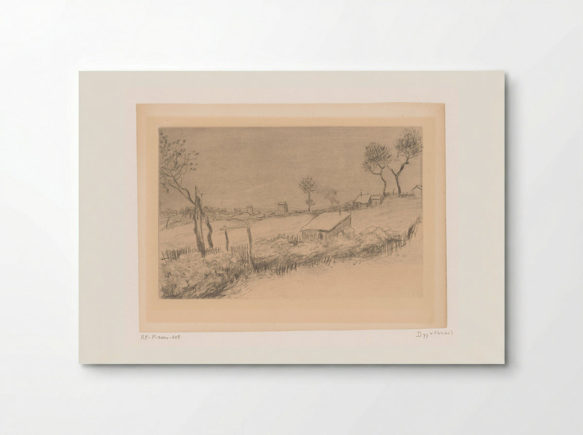 Sneeuwlandschap met hek en enkele huizen - Jean-François Raffaëlli - Poster