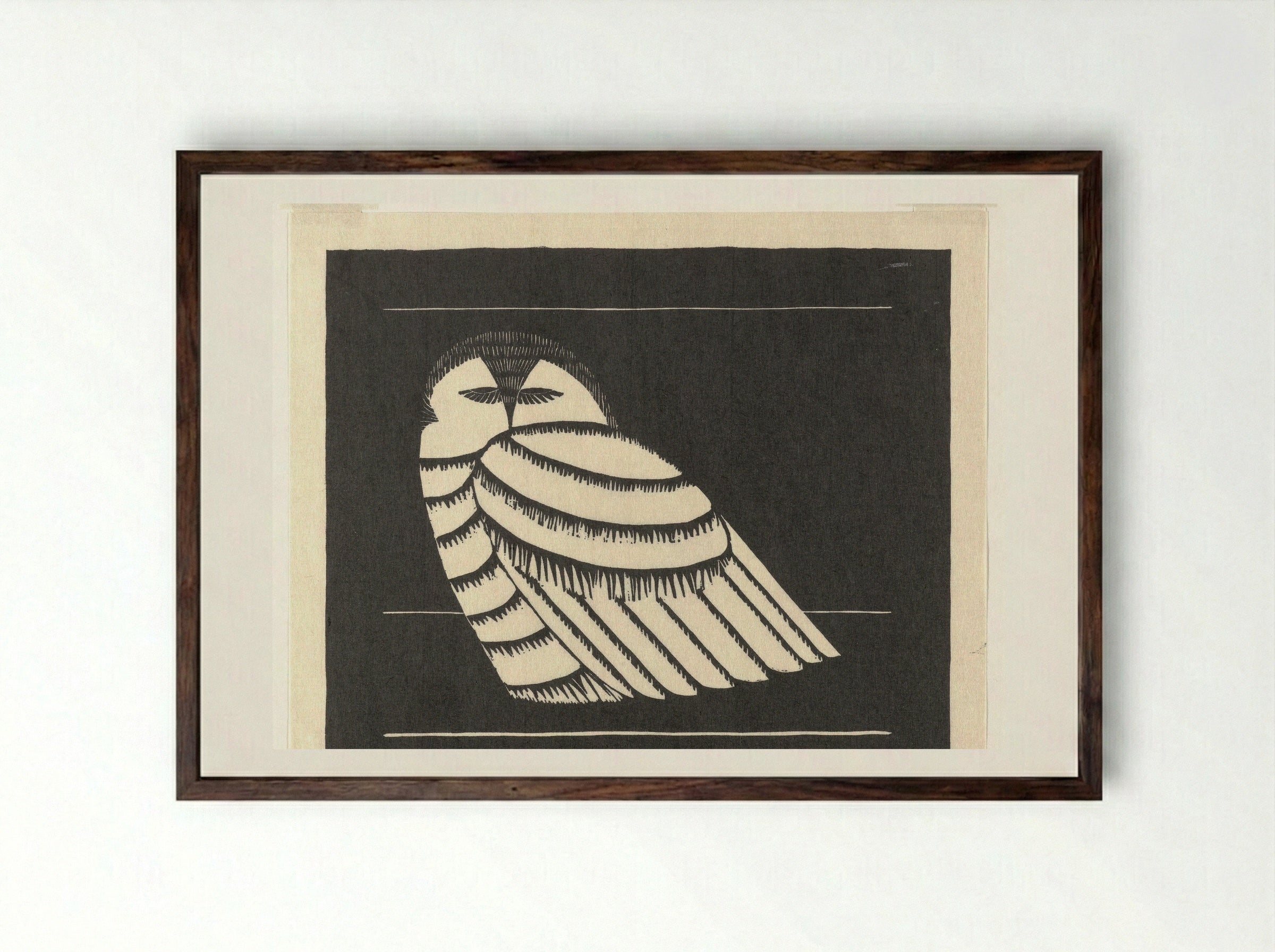 Sneeuwuil (Snowy Owl) - Samuel Jessurun de Mesquita - Framed Print Dark Wood