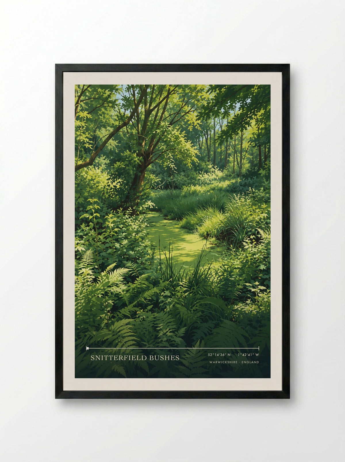 Snitterfield Bushes, Warwickshire | Travel Poster - Framed Print Black
