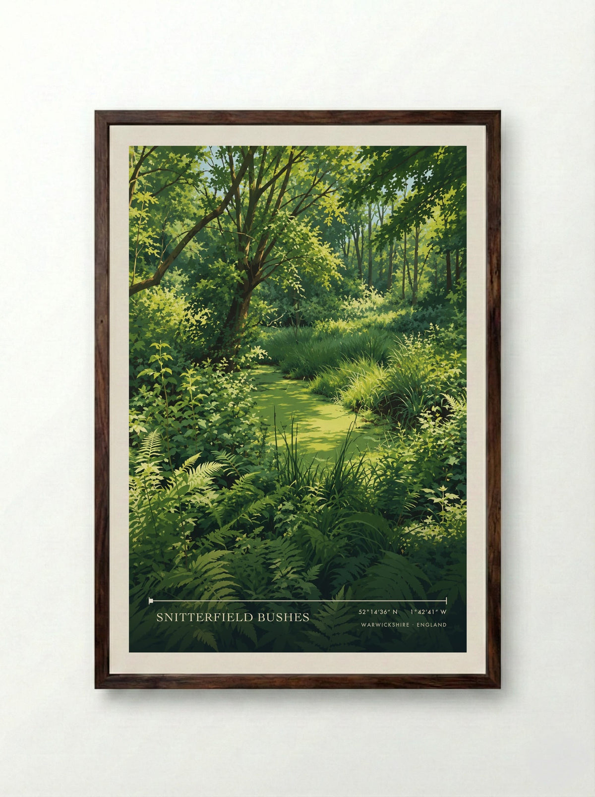 Snitterfield Bushes, Warwickshire | Travel Poster - Framed Print Dark Wood