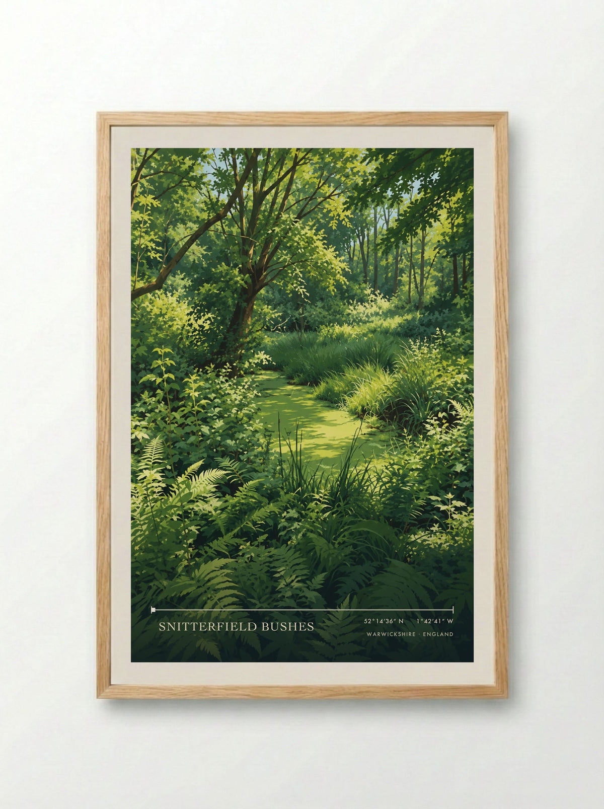 Snitterfield Bushes, Warwickshire | Travel Poster - Framed Print Wood