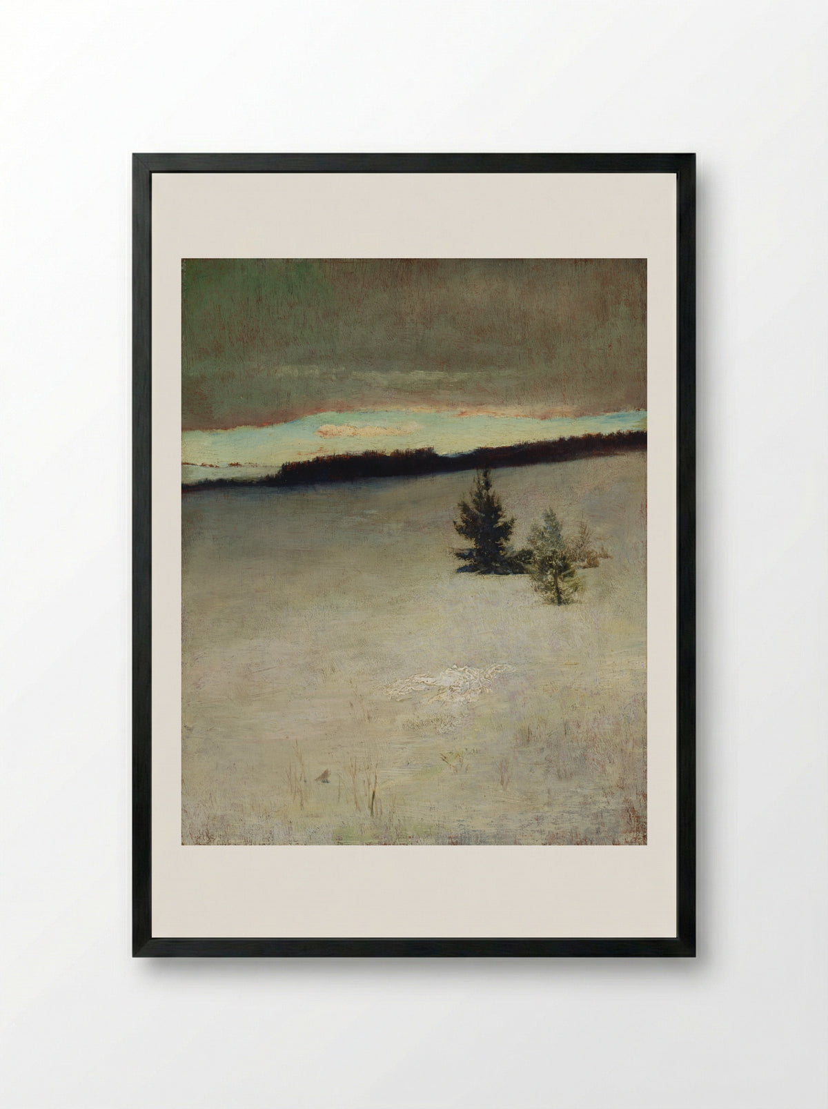 Snow Field, Morning, Roxbury - John La Farge - Framed Print Black