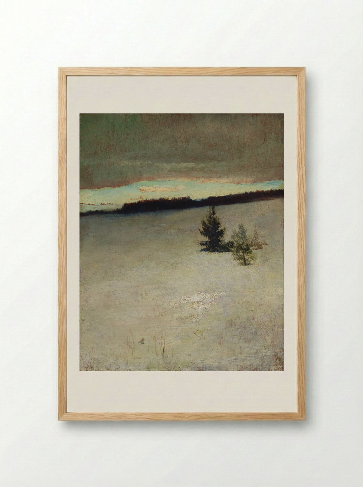 Snow Field, Morning, Roxbury - John La Farge - Framed Print Wood