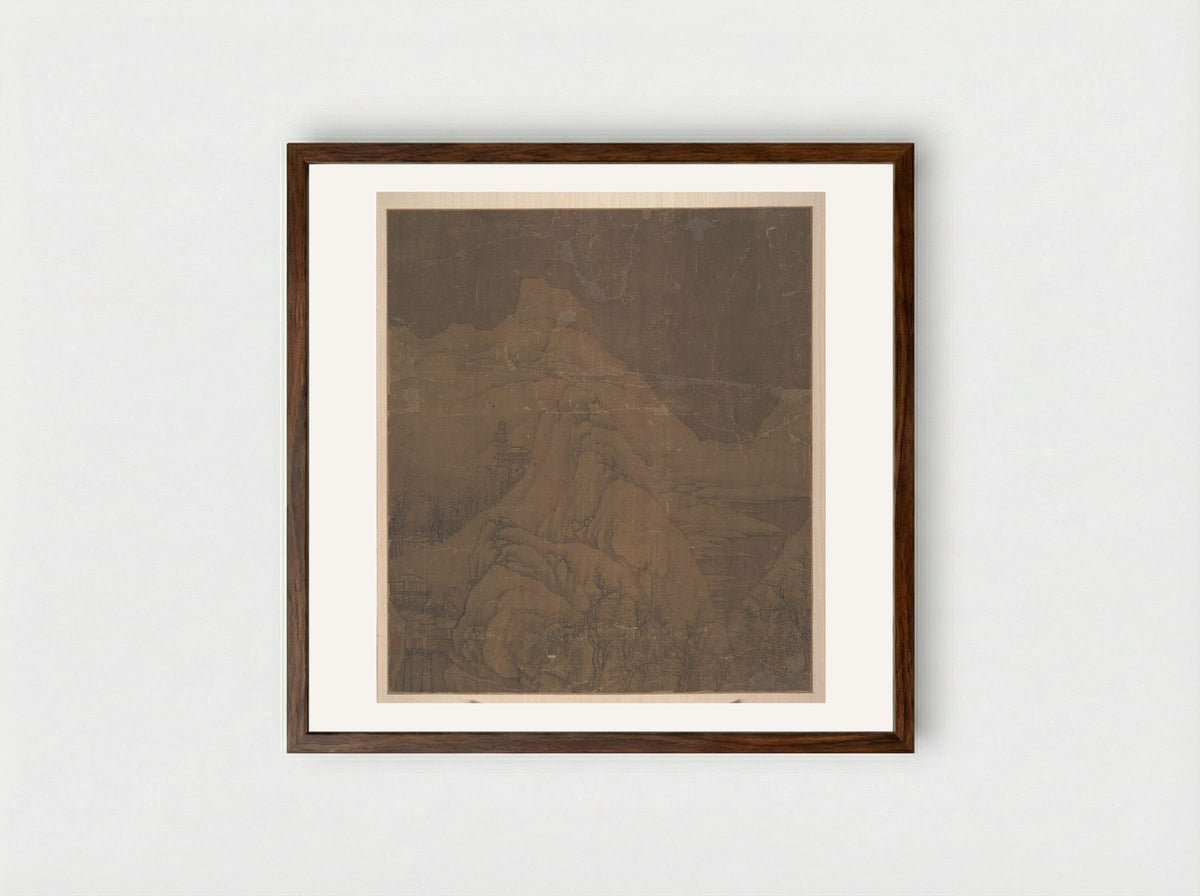 Snow-covered Mountains - Xu Daoning - Framed Print Dark Wood